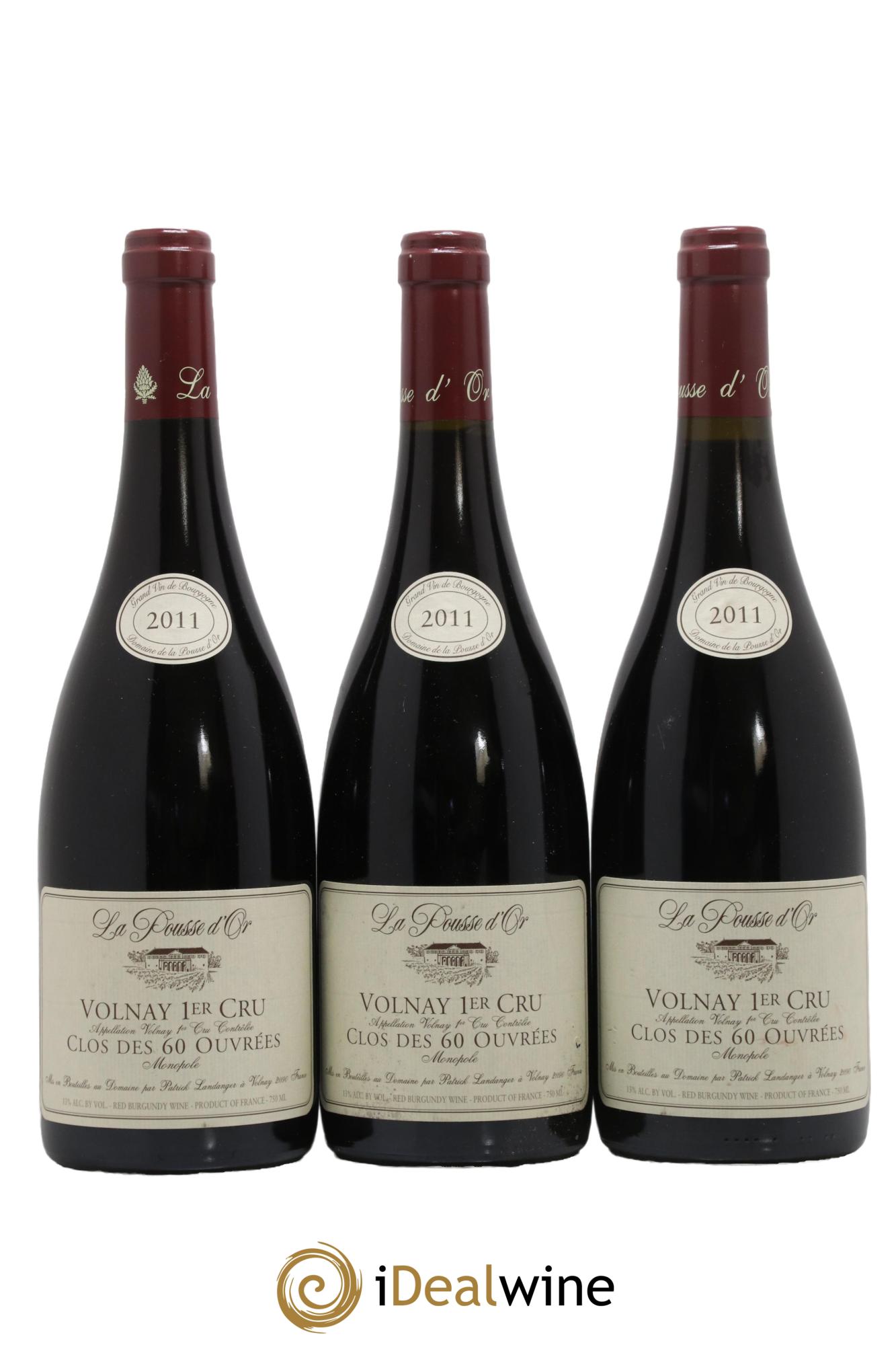 Volnay 1er Cru Clos des 60 ouvrées La Pousse d'Or (Domaine de) 2011 - Posten von 3 Flaschen - 0