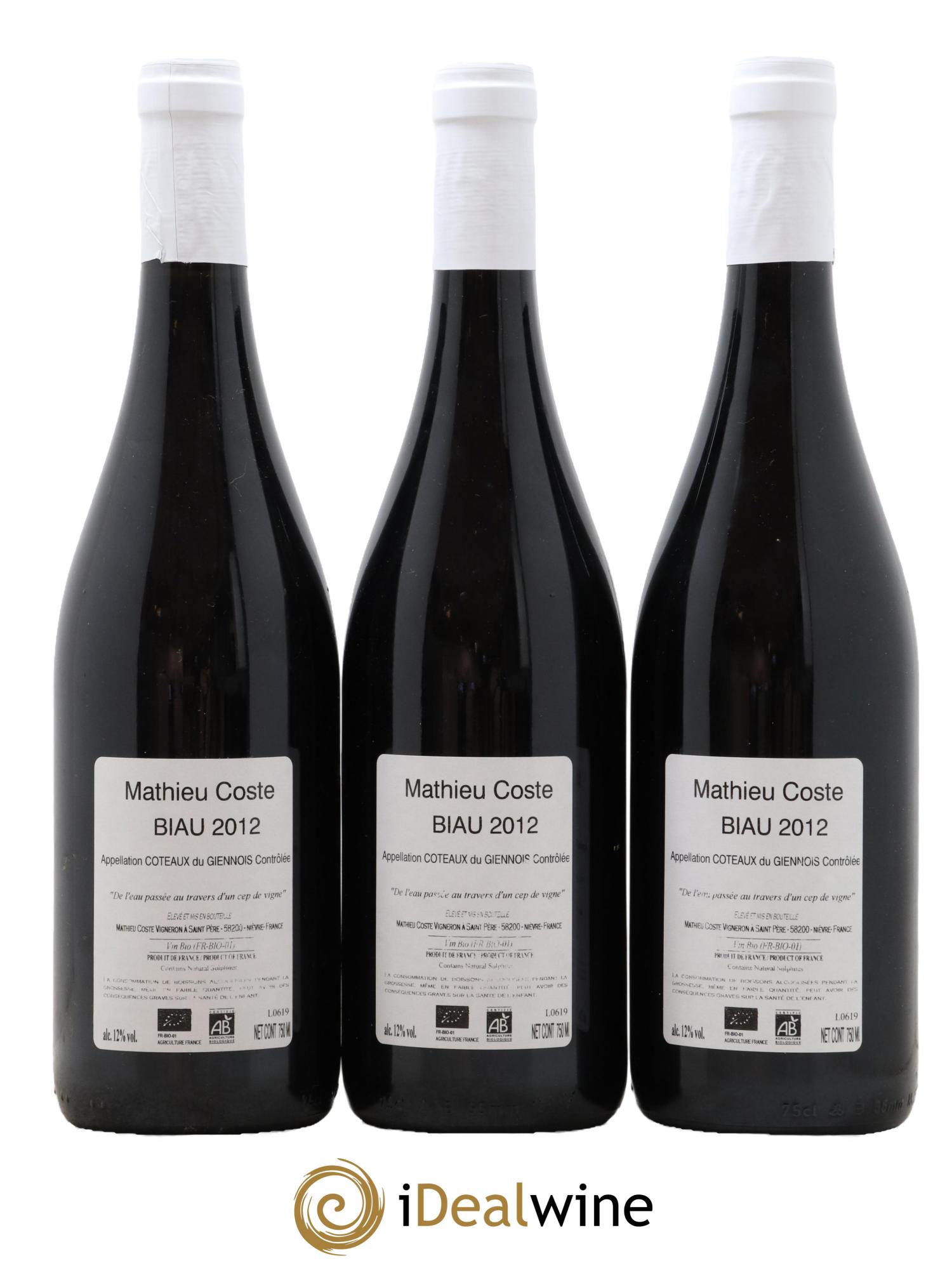 Vin de France Biau Mathieu Coste 2012 - Lot de 3 bouteilles - 1