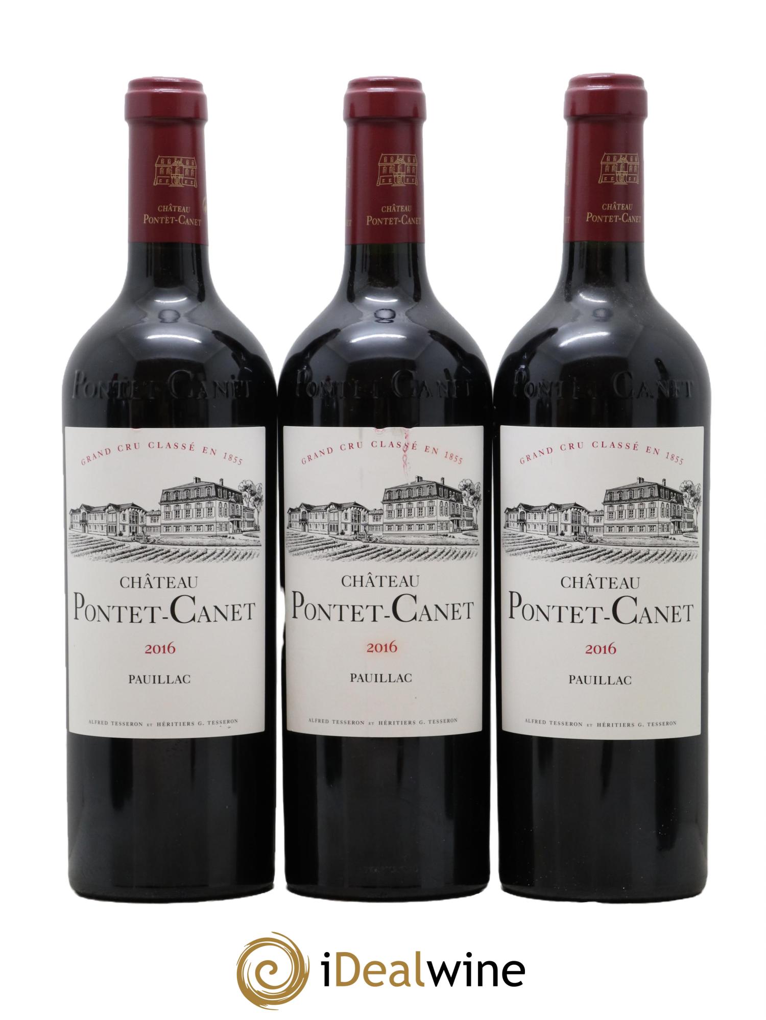 Château Pontet Canet 5ème Grand Cru Classé 2016 - Lot de 3 bouteilles - 0