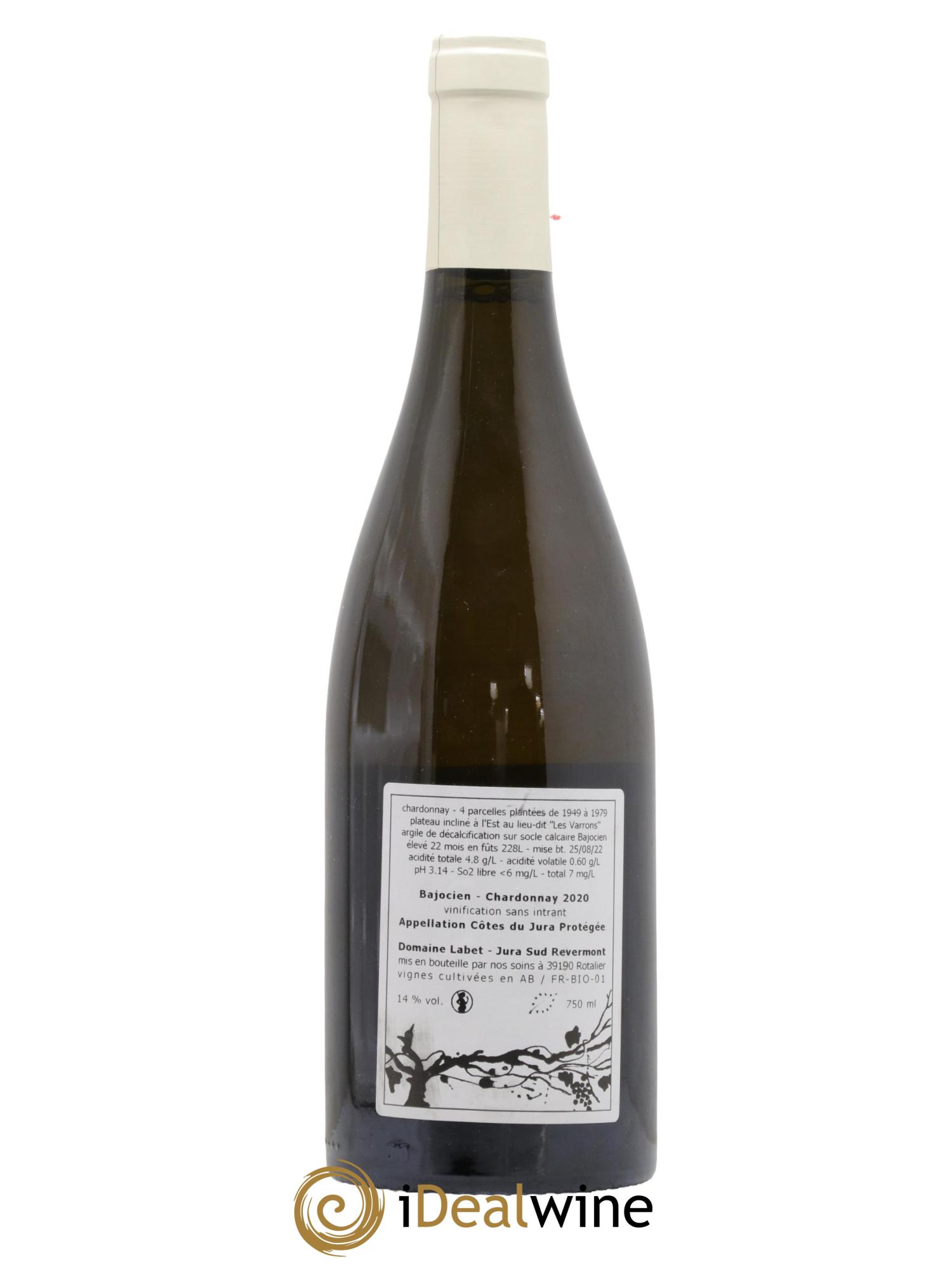 Côtes du Jura Chardonnay Bajocien Romain - Julien  - Charline Labet 2020 - Lot de 1 bouteille - 1