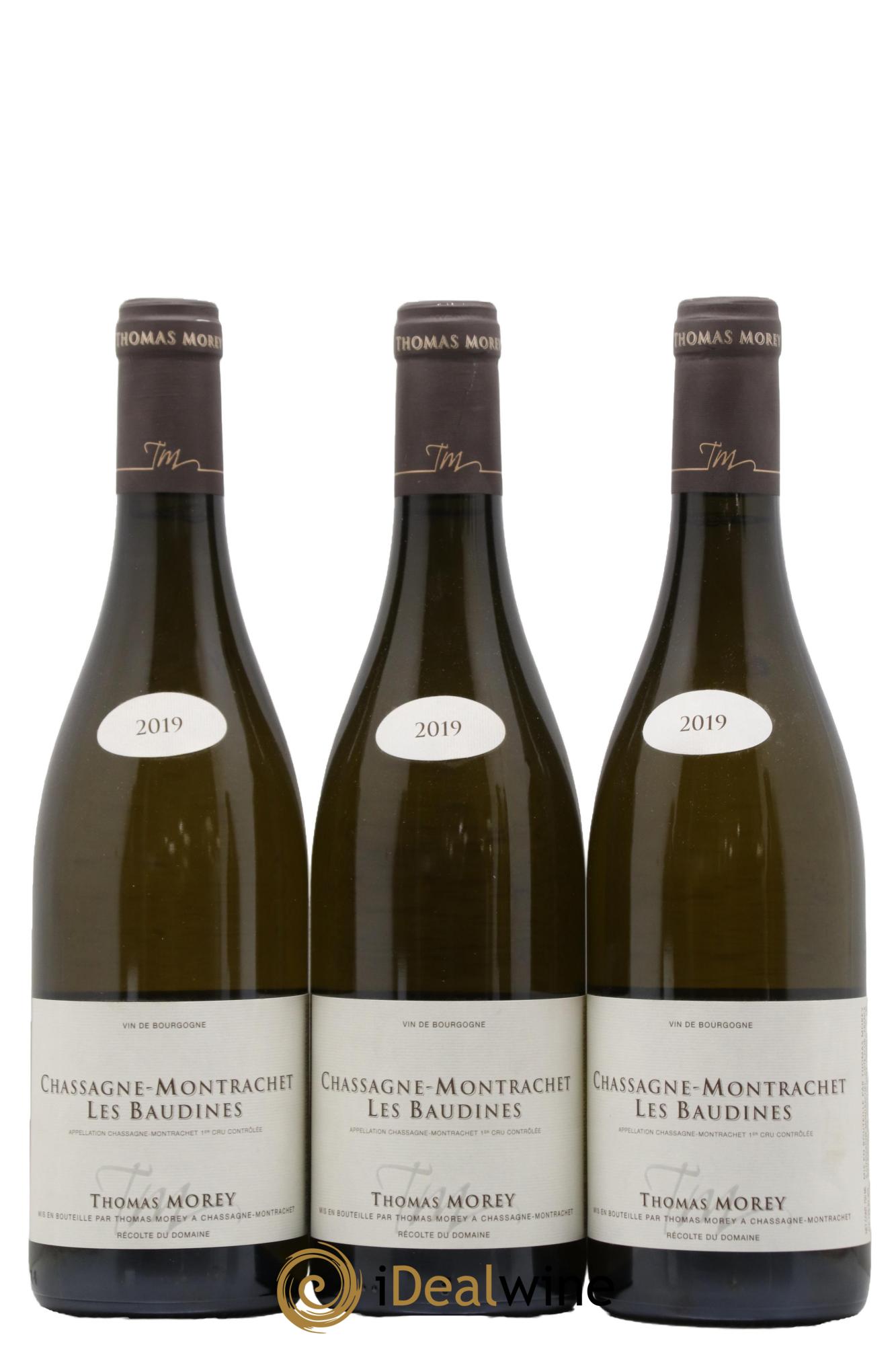 Chassagne-Montrachet 1er Cru Les Baudines Thomas Morey 2019 - Lotto di 3 bottiglie - 0