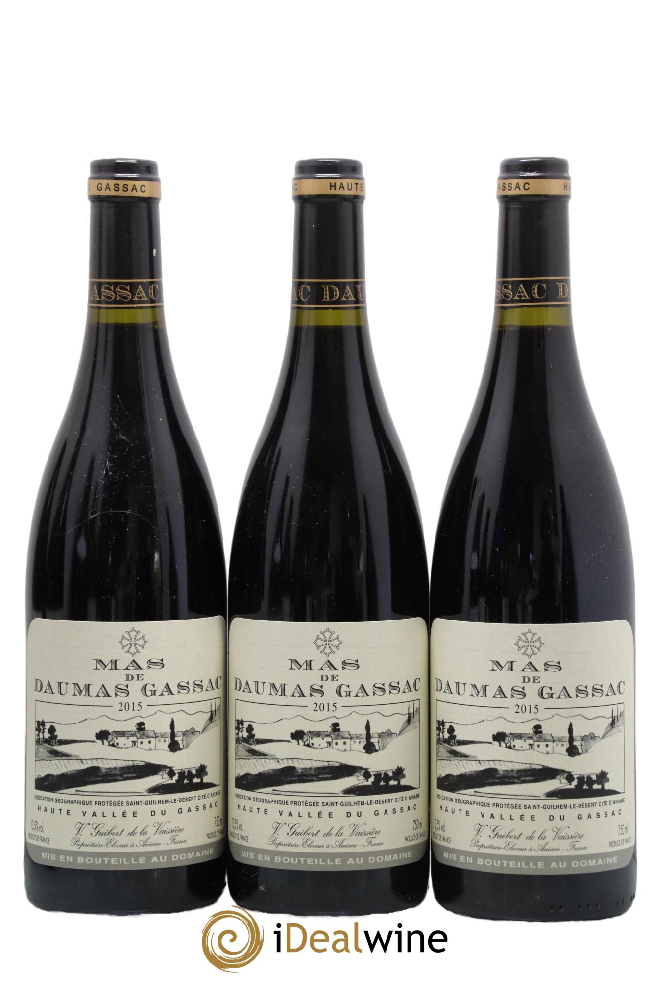 IGP St Guilhem-le-Désert - Cité d'Aniane Mas Daumas Gassac Famille Guibert de La Vaissière 2015 - Lot de 3 bouteilles - 0