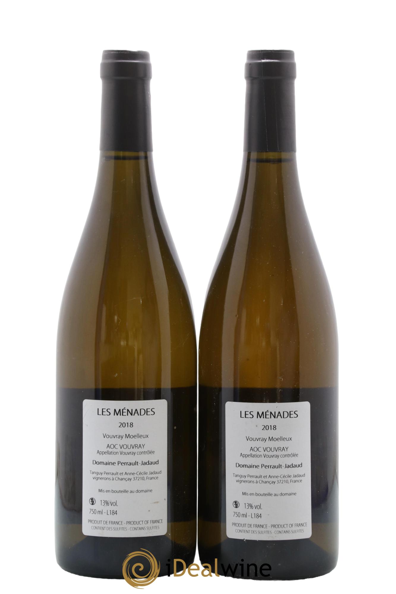 Vouvray Les Ménades Domaine Perrault Jadaud 2018 - Lot of 2 bottles - 1