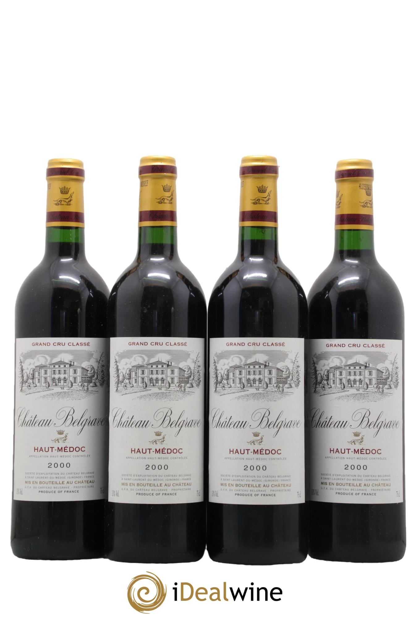 Château Belgrave 5ème Grand Cru Classé 2000 - Lot of 4 bottles - 0