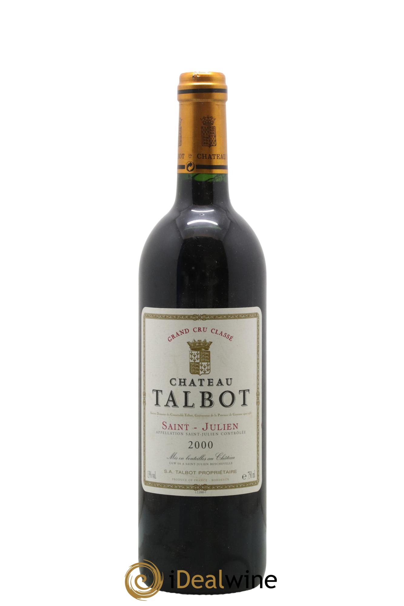 Château Talbot 4ème Grand Cru Classé 2000 - Lotto di 1 bottiglia - 0