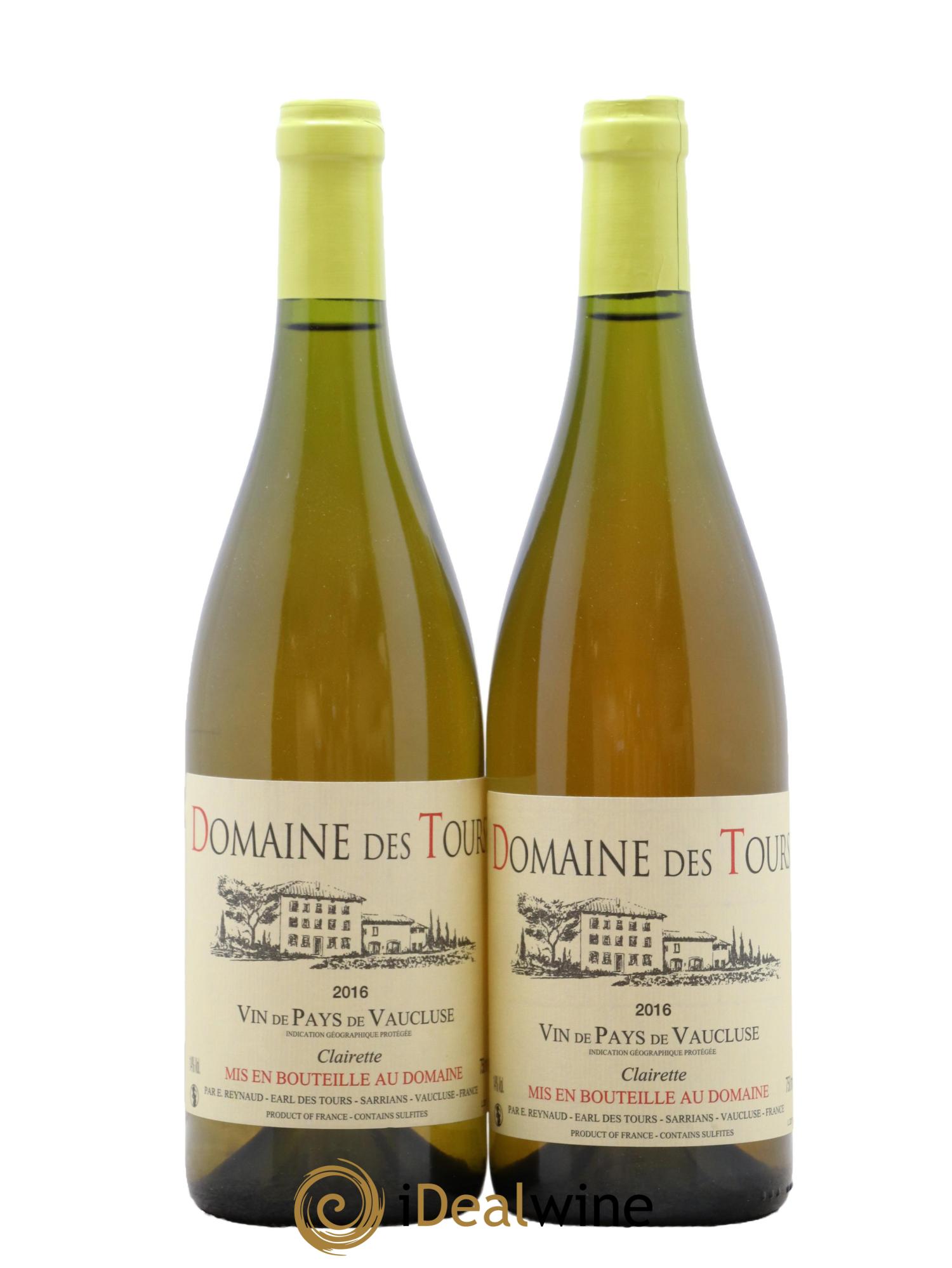 IGP Vaucluse (Vin de Pays de Vaucluse) Domaine des Tours Clairette Emmanuel Reynaud 2016 - Lot of 2 bottles - 0