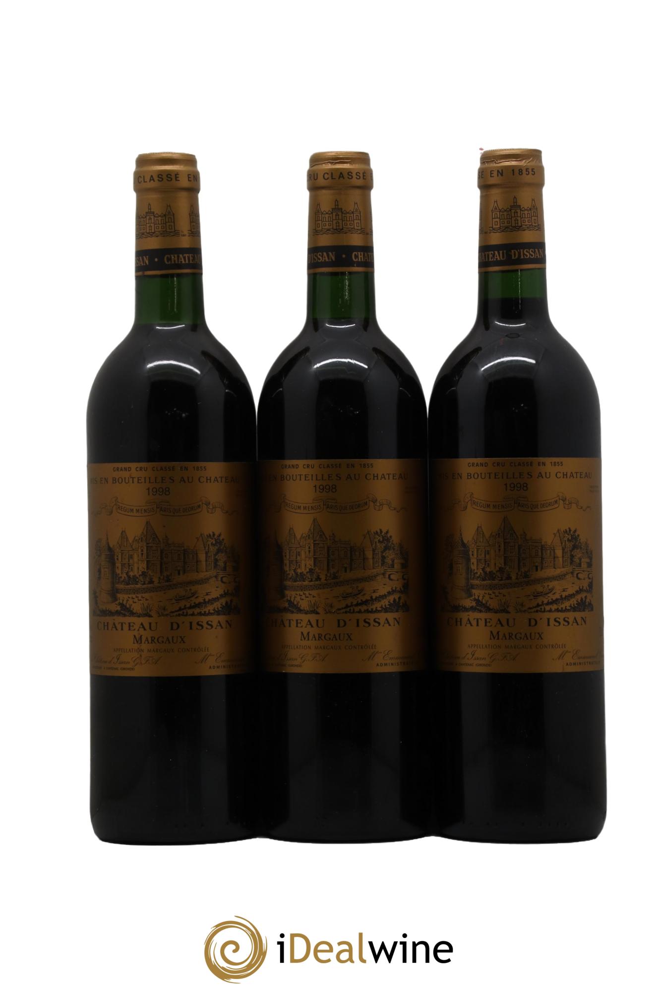 Château d'Issan 3ème Grand Cru Classé  1998 - Lotto di 3 bottiglie - 0