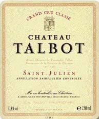 Wine label Château Talbot 4ème Grand Cru Classé 1990