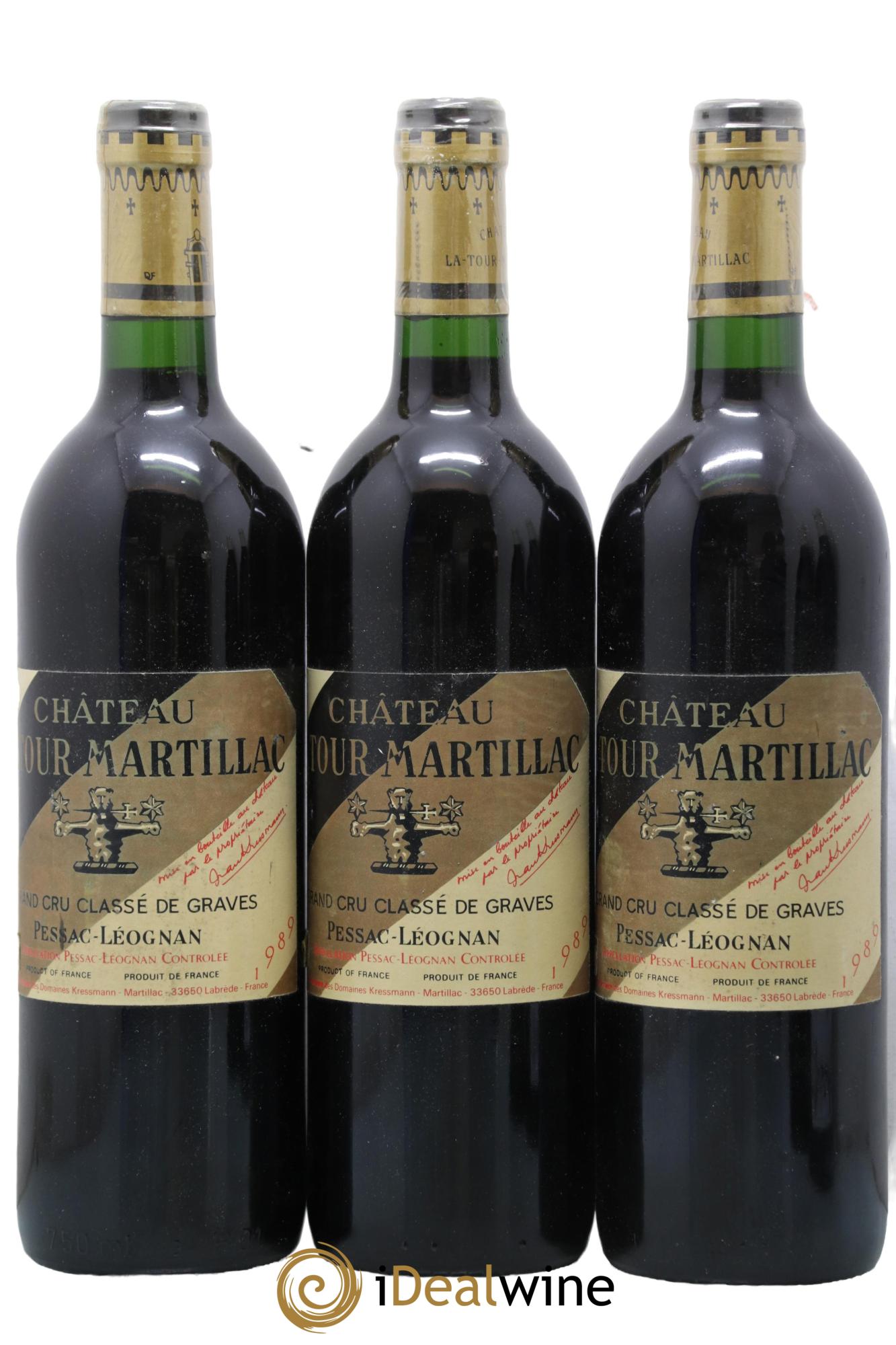 Château Latour-Martillac Cru Classé de Graves  1989 - Lot of 3 bottles - 0