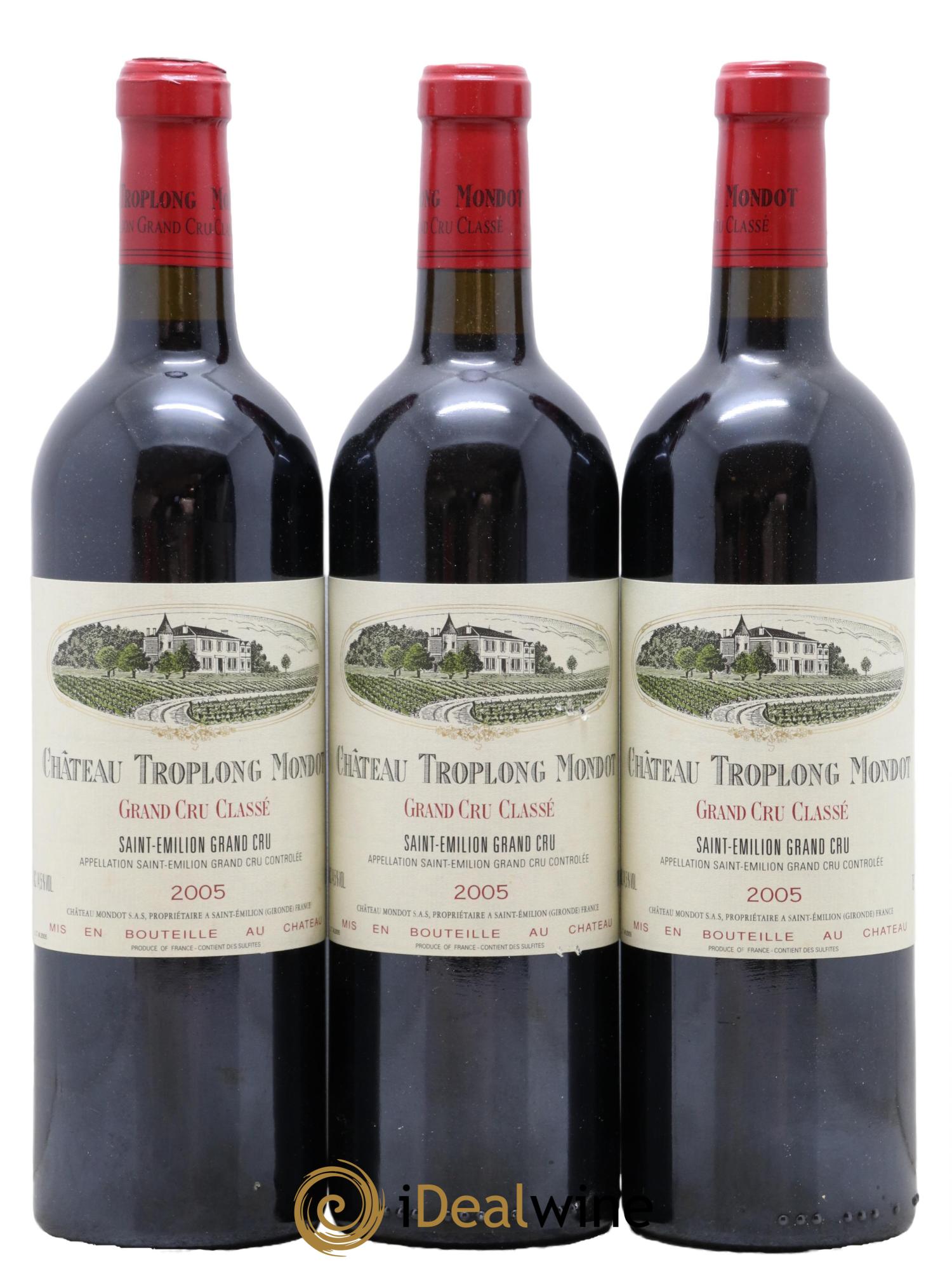 Château Troplong Mondot 1er Grand Cru Classé B  2005 - Lot of 3 bottles - 0