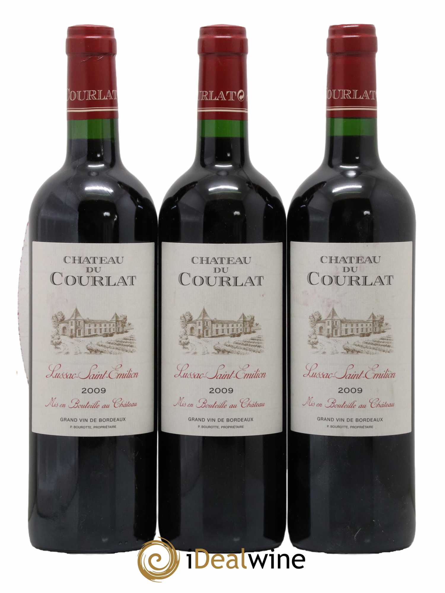 Lussac Saint-Emilion Chateau Du Courlat 2009 - Lot of 3 bottles - 0