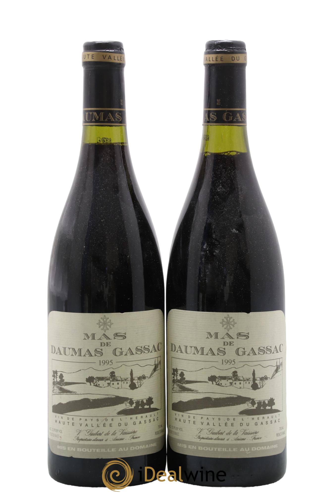 IGP St Guilhem-le-Désert - Cité d'Aniane Mas Daumas Gassac Famille Guibert de La Vaissière 1995 - Lot of 2 bottles - 0