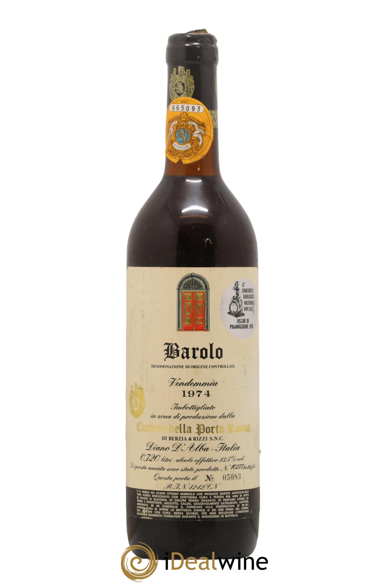 Barolo DOCG Cantina Della Porta Rossa 1974 - Posten von 1 Flasche - 0