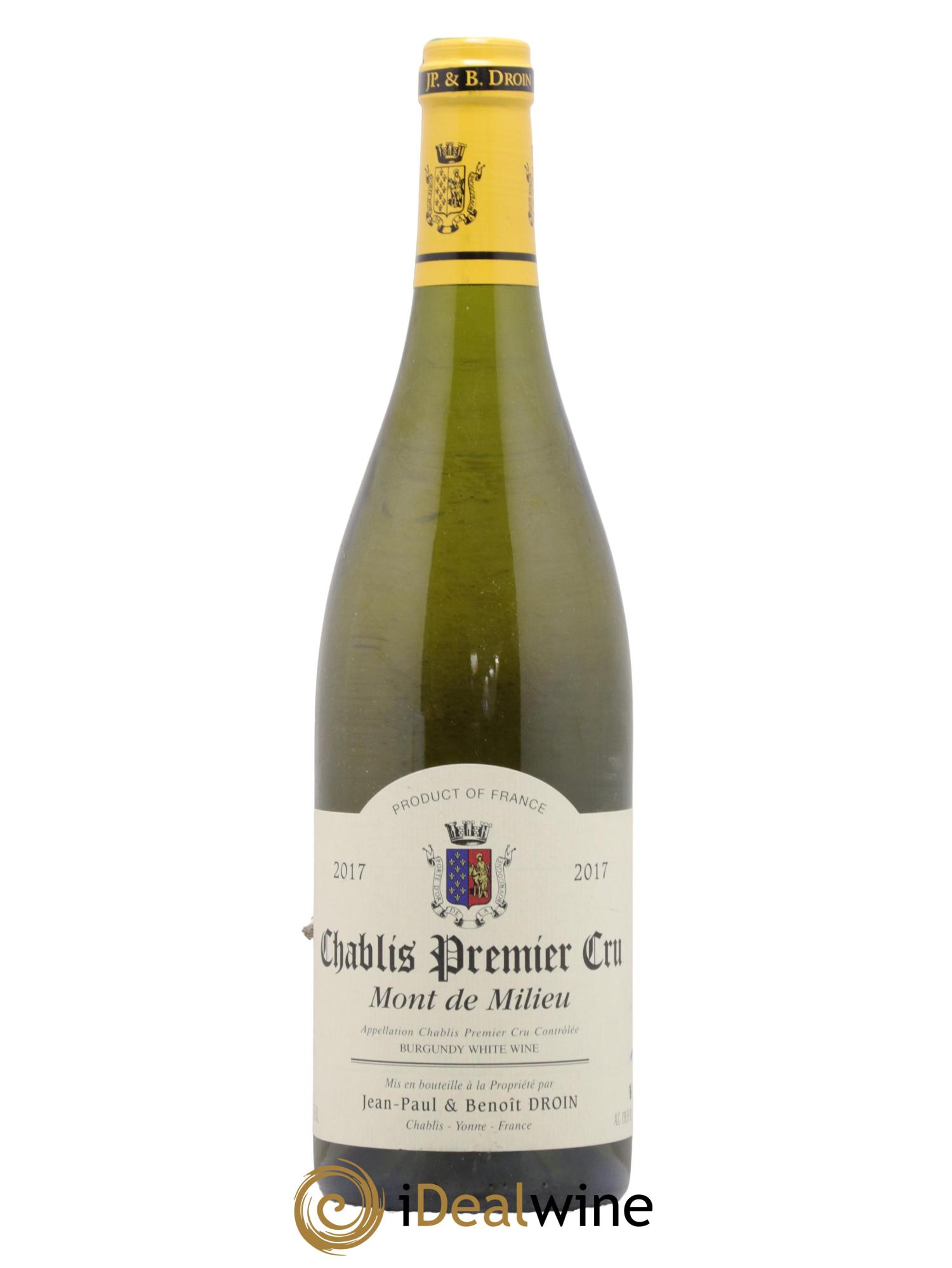 Chablis 1er Cru Mont de Milieu Jean-Paul & Benoît Droin (Domaine)  2017 - Lot de 1 bouteille - 0