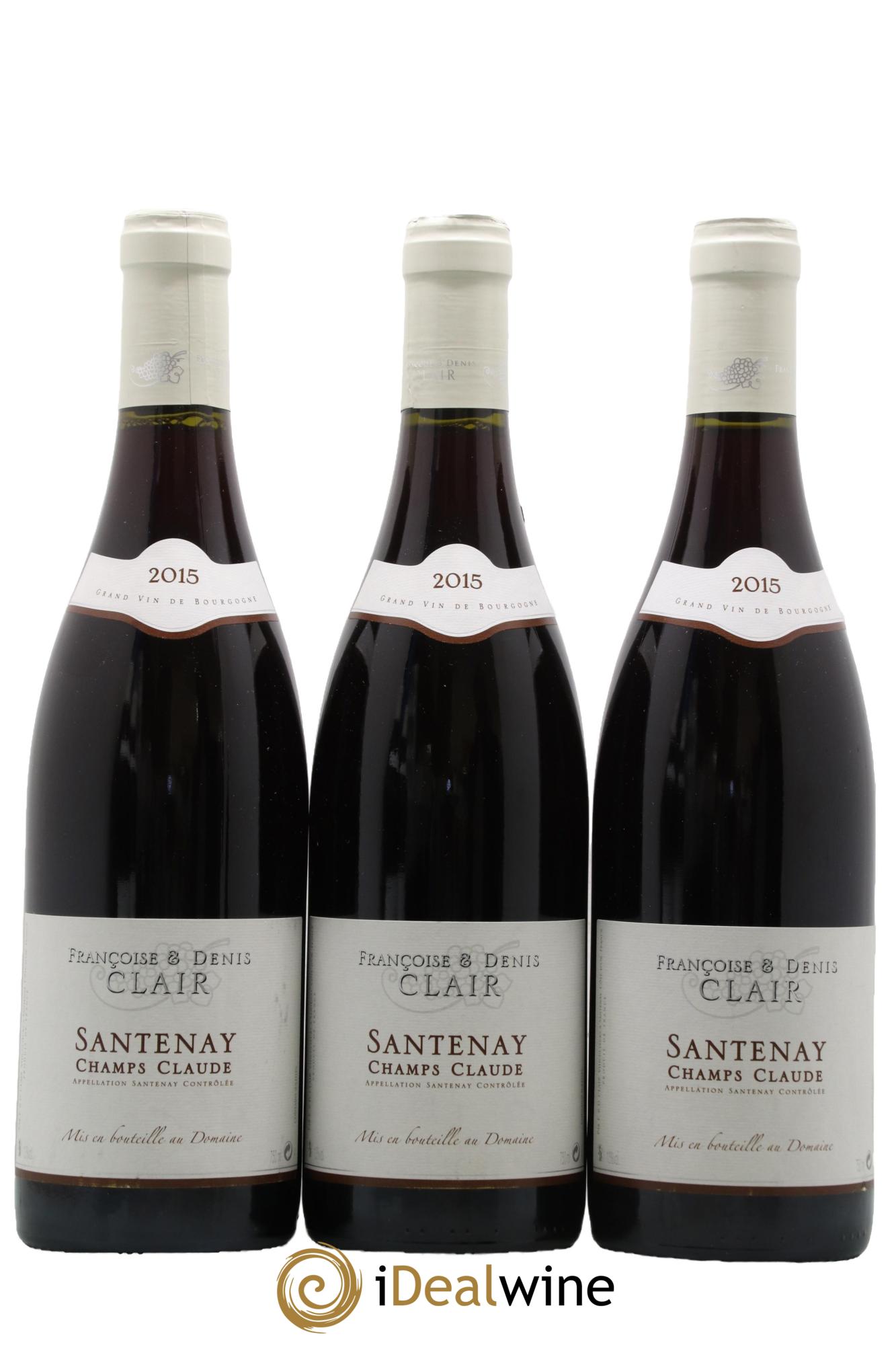 Santenay Champs Claude Domaine Françoise et Denis Clair 2015 - Lot of 3 bottles - 0