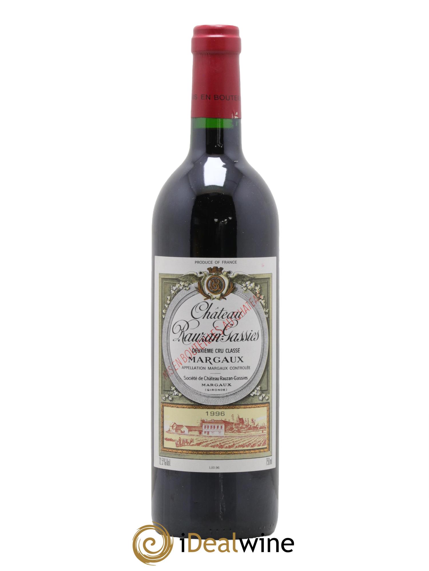 Château Rauzan-Gassies 2ème Grand Cru Classé 1996 - Lot de 1 bouteille - 0