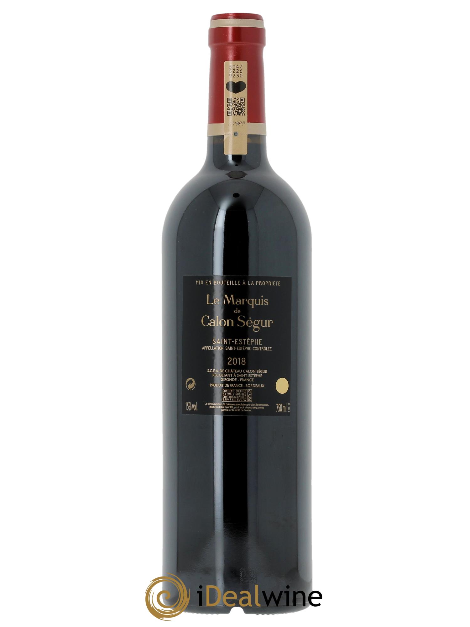 Marquis de Calon Second Vin (Original-holzkiste ab 6 bts) 2018 - Posten von 1 Flasche - 1