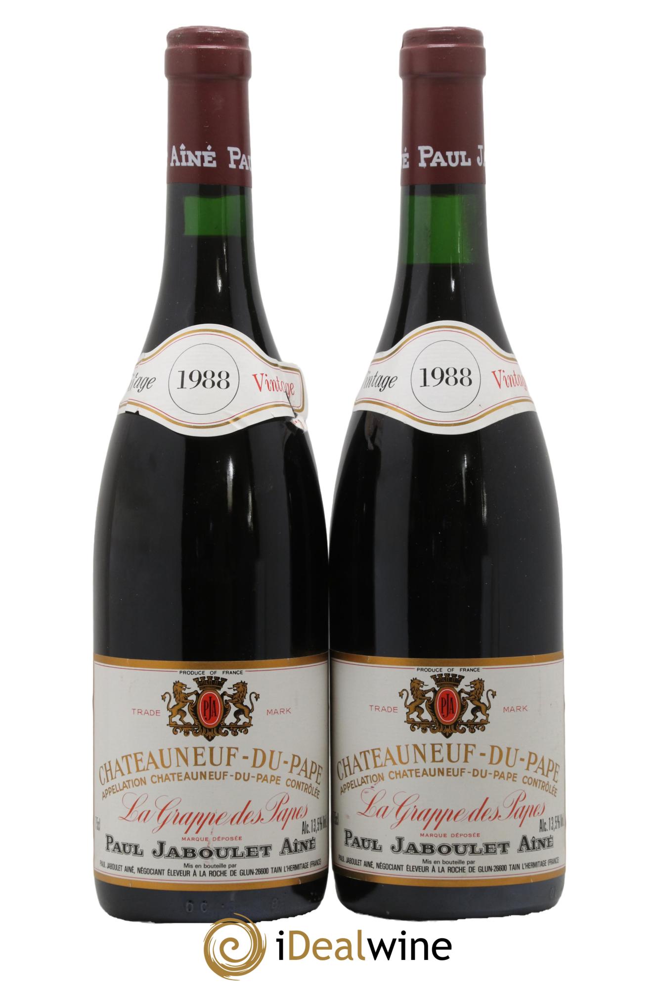 Châteauneuf-du-Pape La Grappe des Papes Paul Jaboulet Ainé 1988 - Lot of 2 bottles - 0