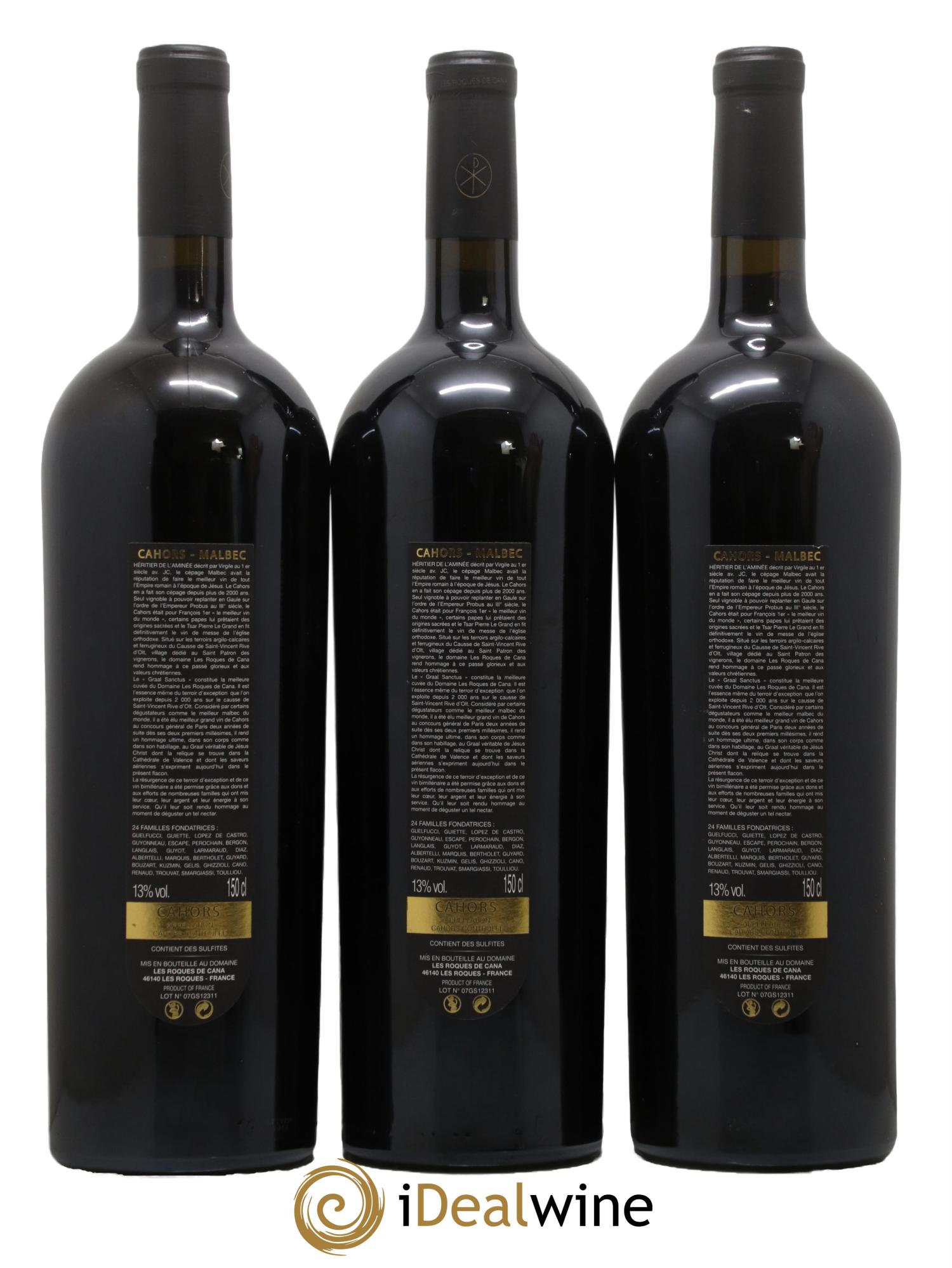 Cahors Graal Sanctus Domaine Les Roques de Cana 2016 - Lot of 3 magnums - 1