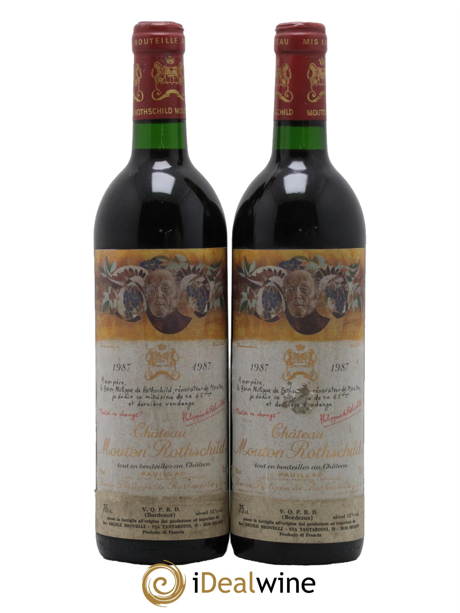 Château Mouton Rothschild 1er Grand Cru Classé  1987 - Posten von 2 Flaschen - 0