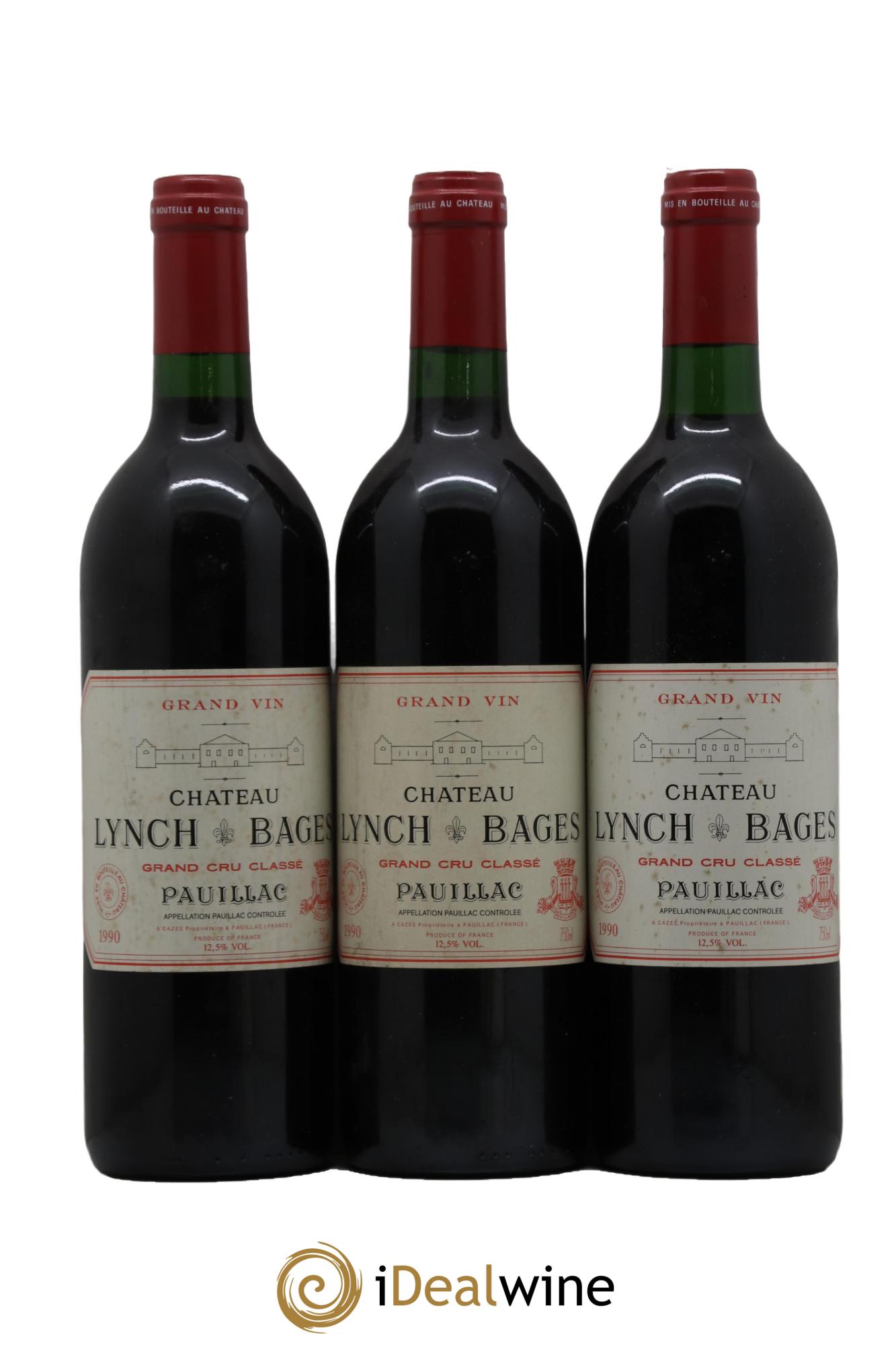 Château Lynch Bages 5ème Grand Cru Classé  1990 - Lotto di 3 bottiglie - 0