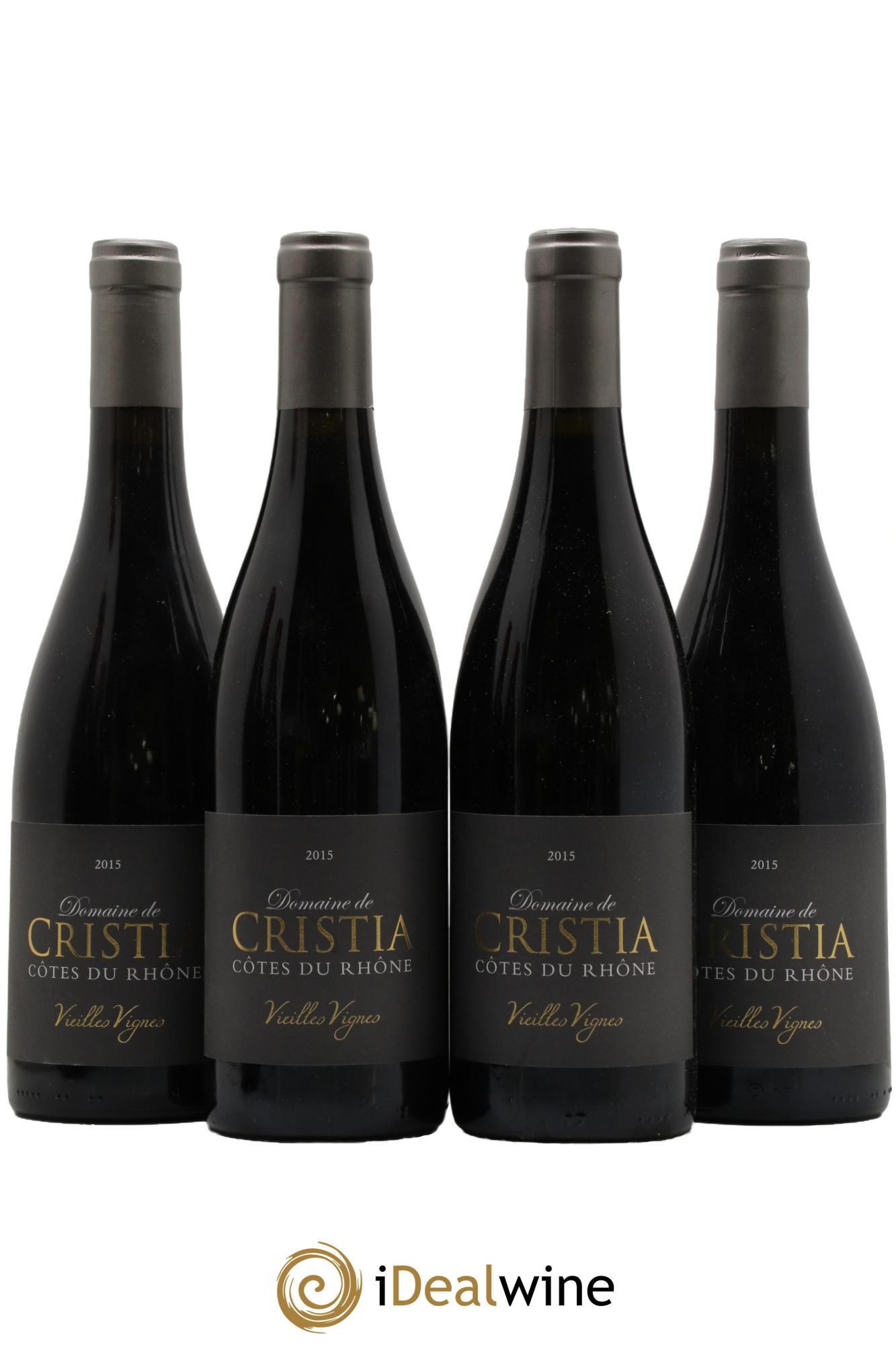 Côtes du Rhône Vieilles Vignes Domaine De Cristia 2015 - Lotto di 4 bottiglie - 0