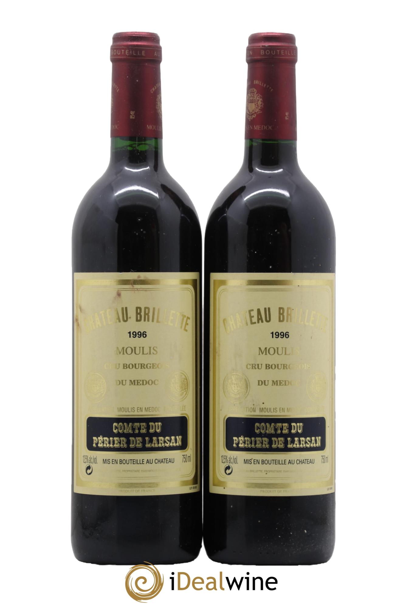 Château Brillette Cru Bourgeois 1996 - Lotto di 2 bottiglie - 0