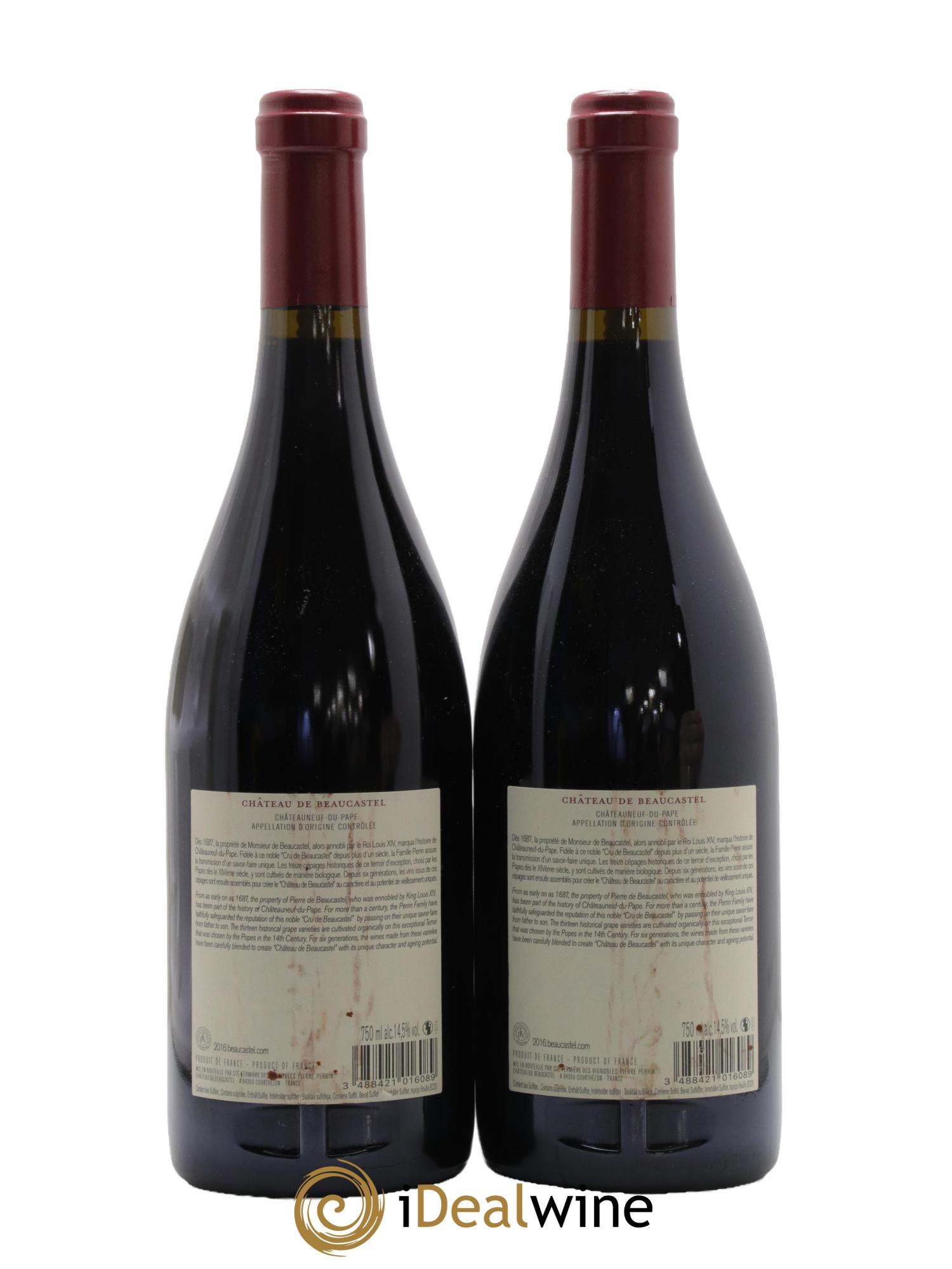 Châteauneuf-du-Pape Château de Beaucastel Famille Perrin 2016 - Lot of 2 bottles - 1