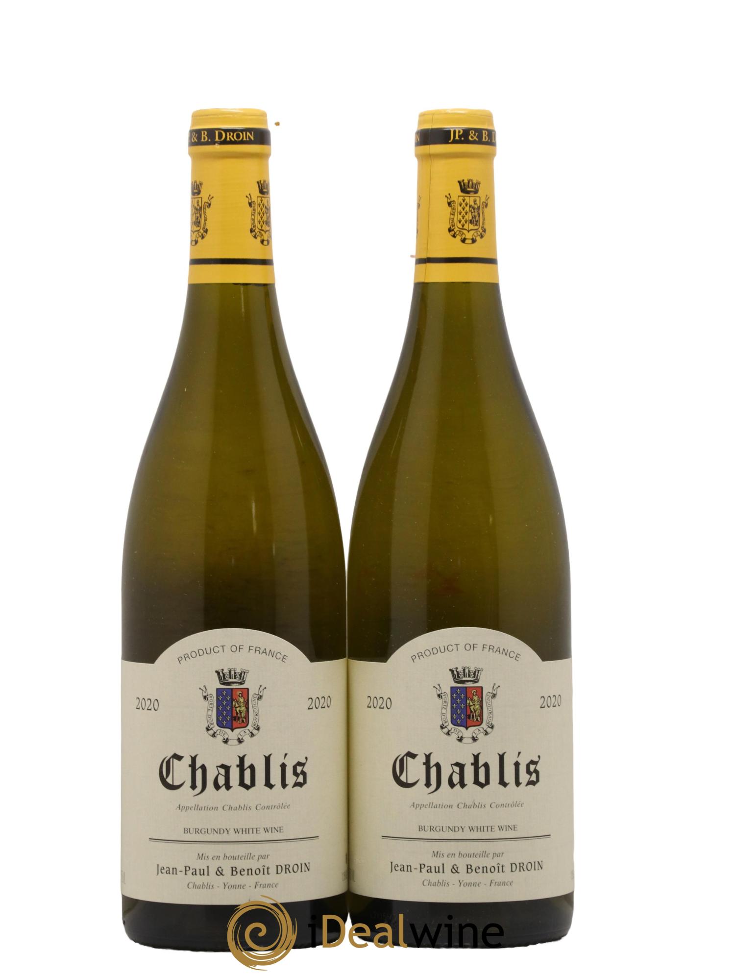 Chablis Jean-Paul & Benoît Droin (Domaine) 2020 - Lot of 2 bottles - 0