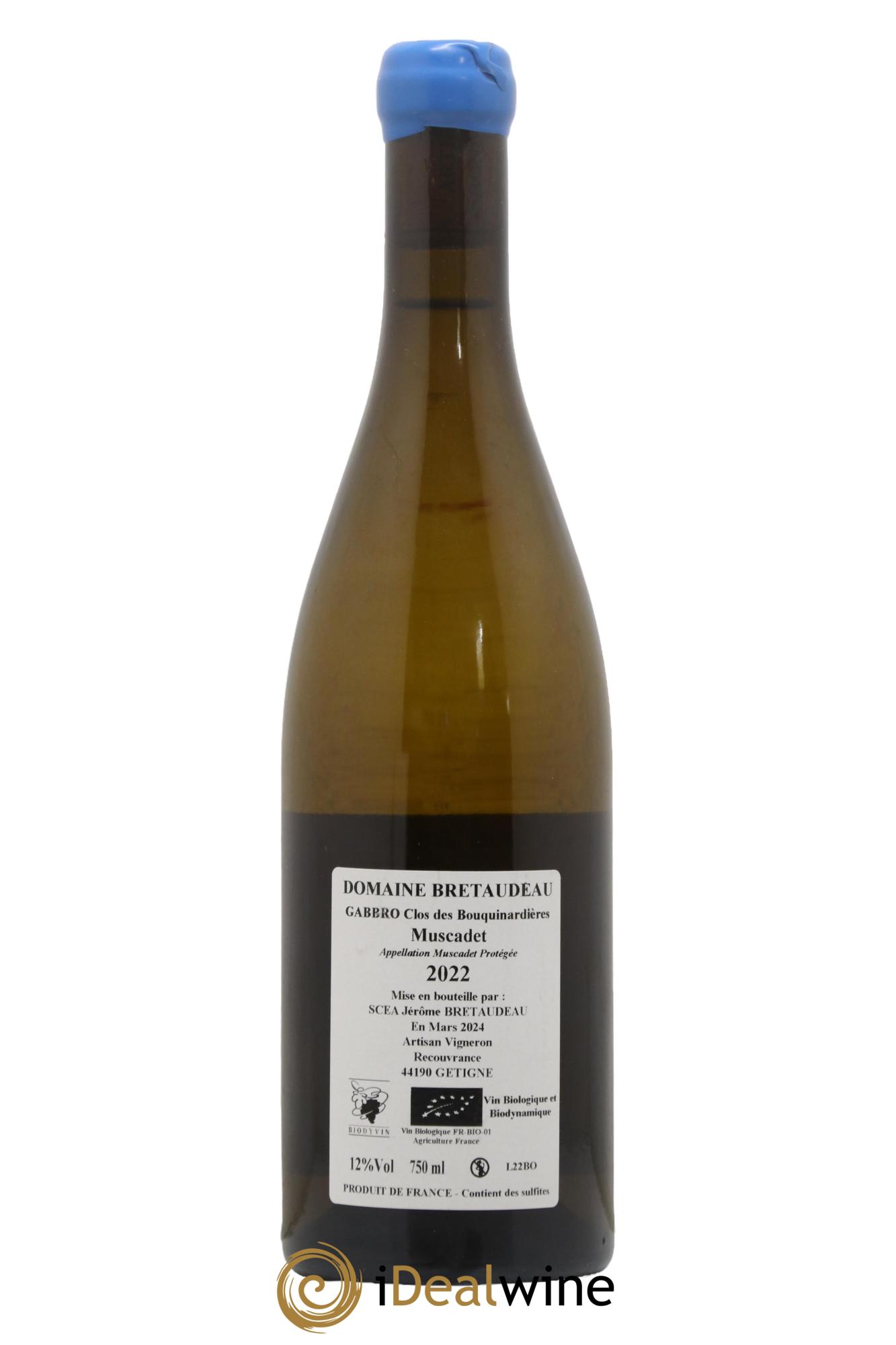 Muscadet-Sèvre-et-Maine Gabbro Clos des Bouquinardières Jérôme Bretaudeau - Domaine de Bellevue 2022 - Lot of 1 bottle - 1