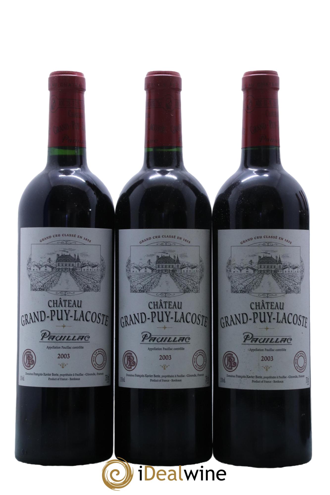 Château Grand Puy Lacoste 5ème Grand Cru Classé  2003 - Lot de 12 bouteilles - 3