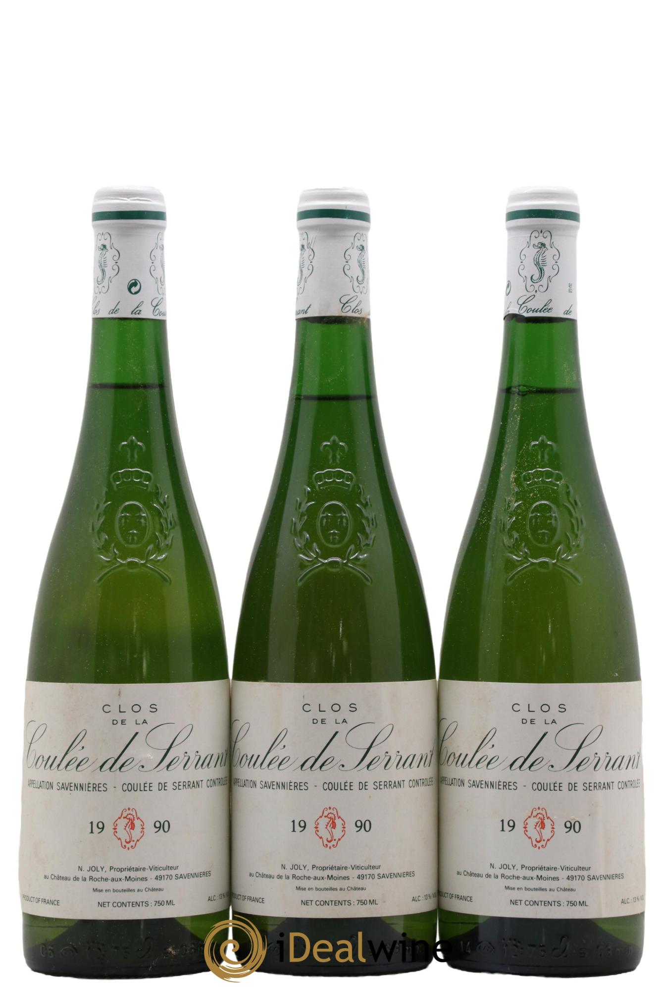 Savennières Clos de la Coulée de Serrant Vignobles de la Coulée de Serrant - Nicolas Joly 1990 - Posten von 3 Flaschen - 0