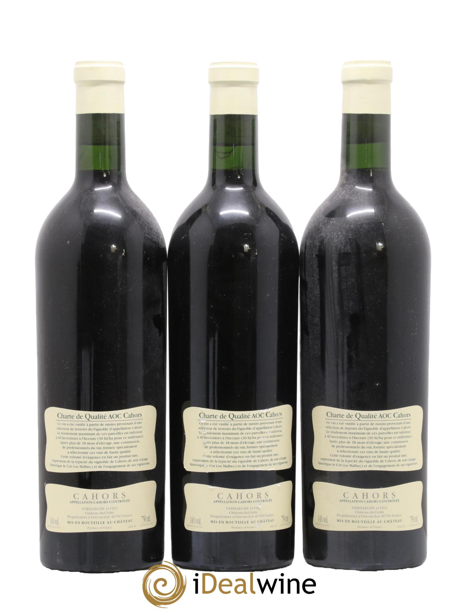 Cahors Château du Cèdre Cuvée Le Cèdre Pascal et Jean-Marc Verhaeghe 2005 - Lot of 3 bottles - 1