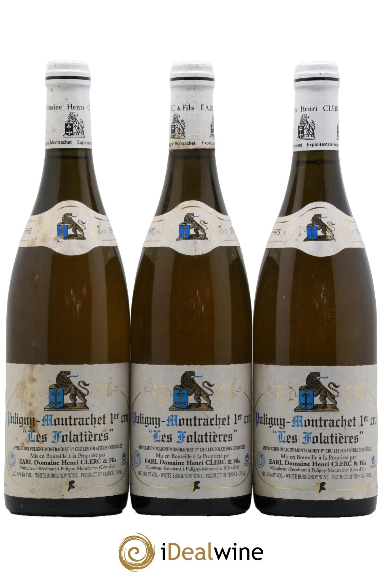 Puligny-Montrachet 1er Cru Les Folatières Henri Clerc 1995 - Lotto di 3 bottiglie - 0