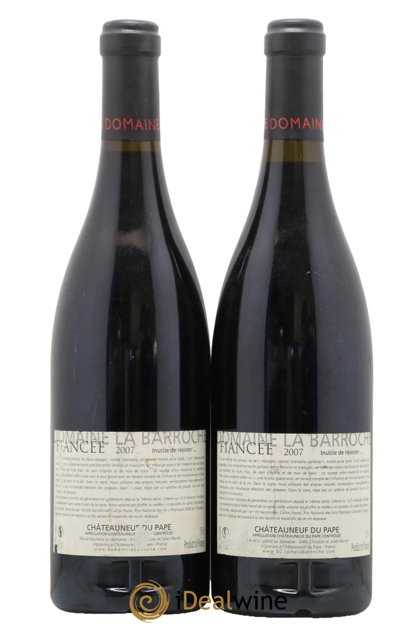 Châteauneuf-du-Pape La Barroche (Domaine de) Cuvée Fiancée Julien Barrot 2007 - Lotto di 2 bottiglie - 1