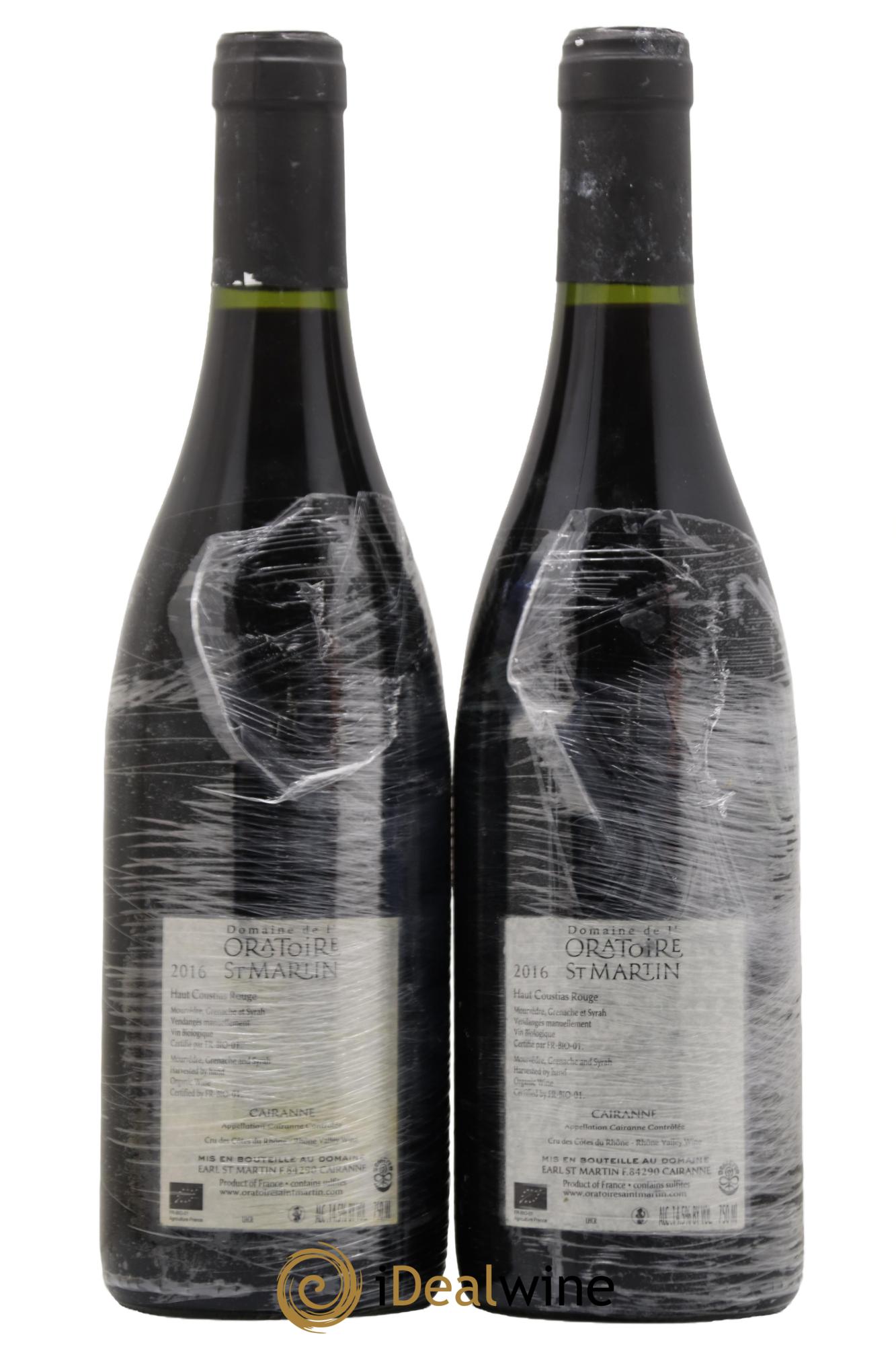 Cairanne Haut-Coustias Oratoire Saint-Martin - Frédéric et François Alary 2016 - Lot de 2 bouteilles - 1