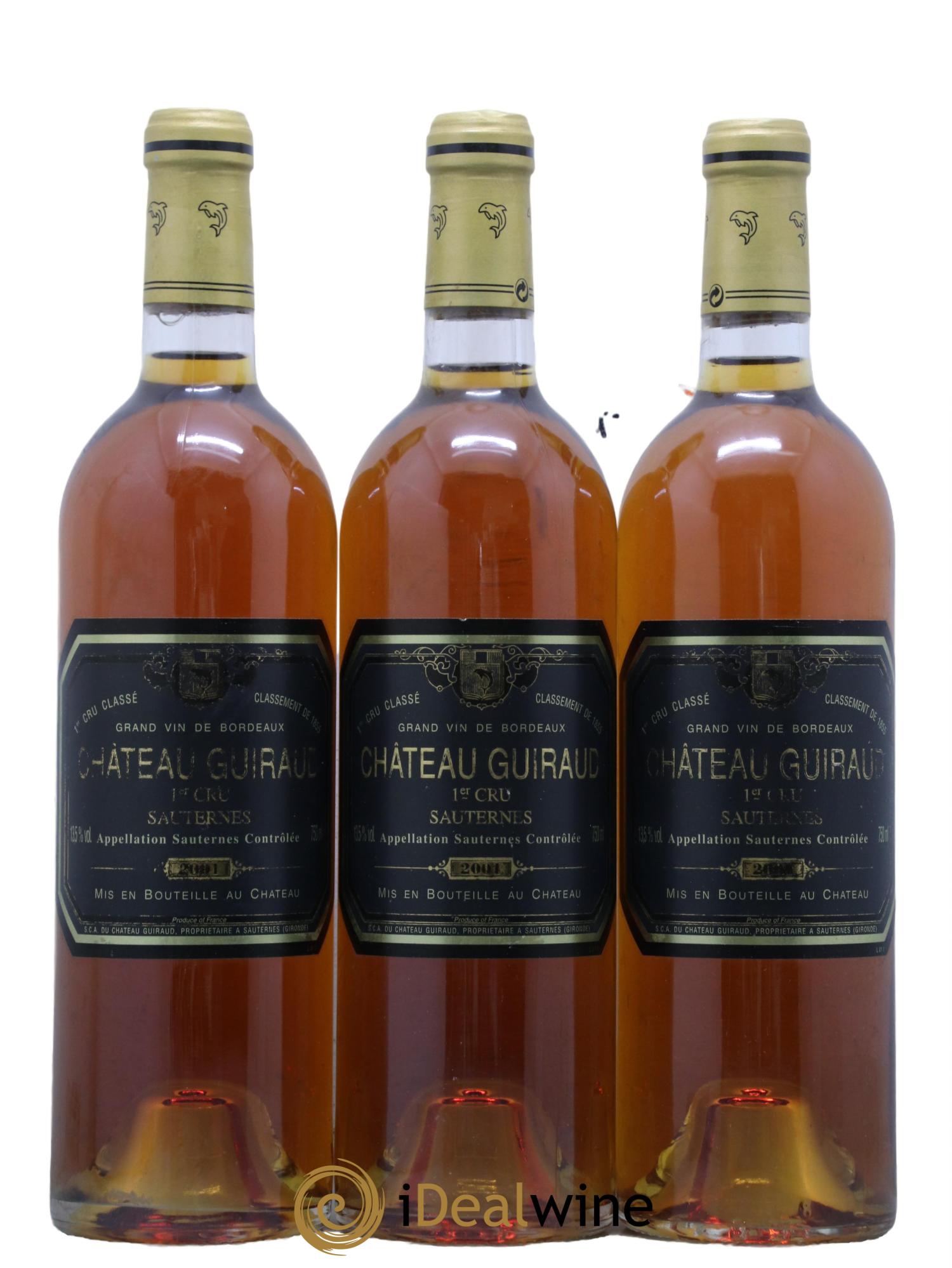 Château Guiraud 1er Grand Cru Classé  2001 - Posten von 3 Flaschen - 0