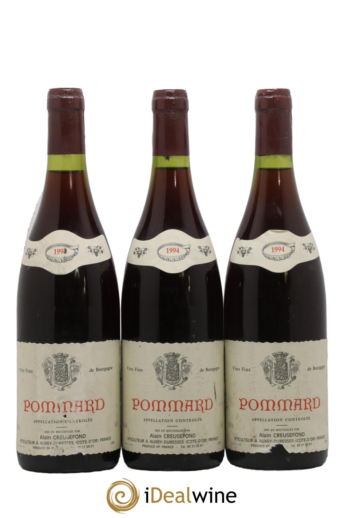 Pommard Domaine Alain Creusefond 1994 - Lot de 3 bouteilles - 0