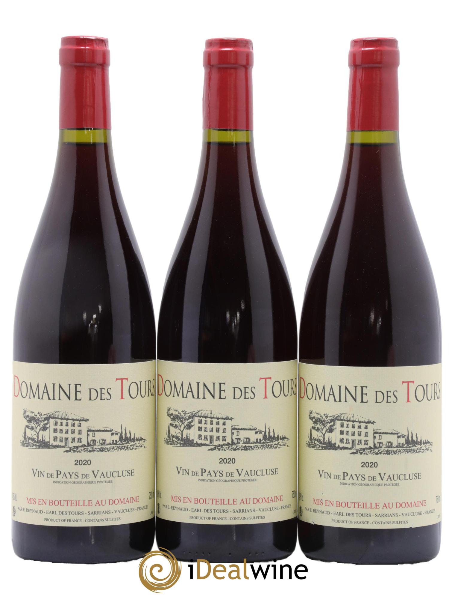 IGP Vaucluse (Vin de Pays de Vaucluse) Domaine des Tours Emmanuel Reynaud 2020 - Lot de 3 bouteilles - 0