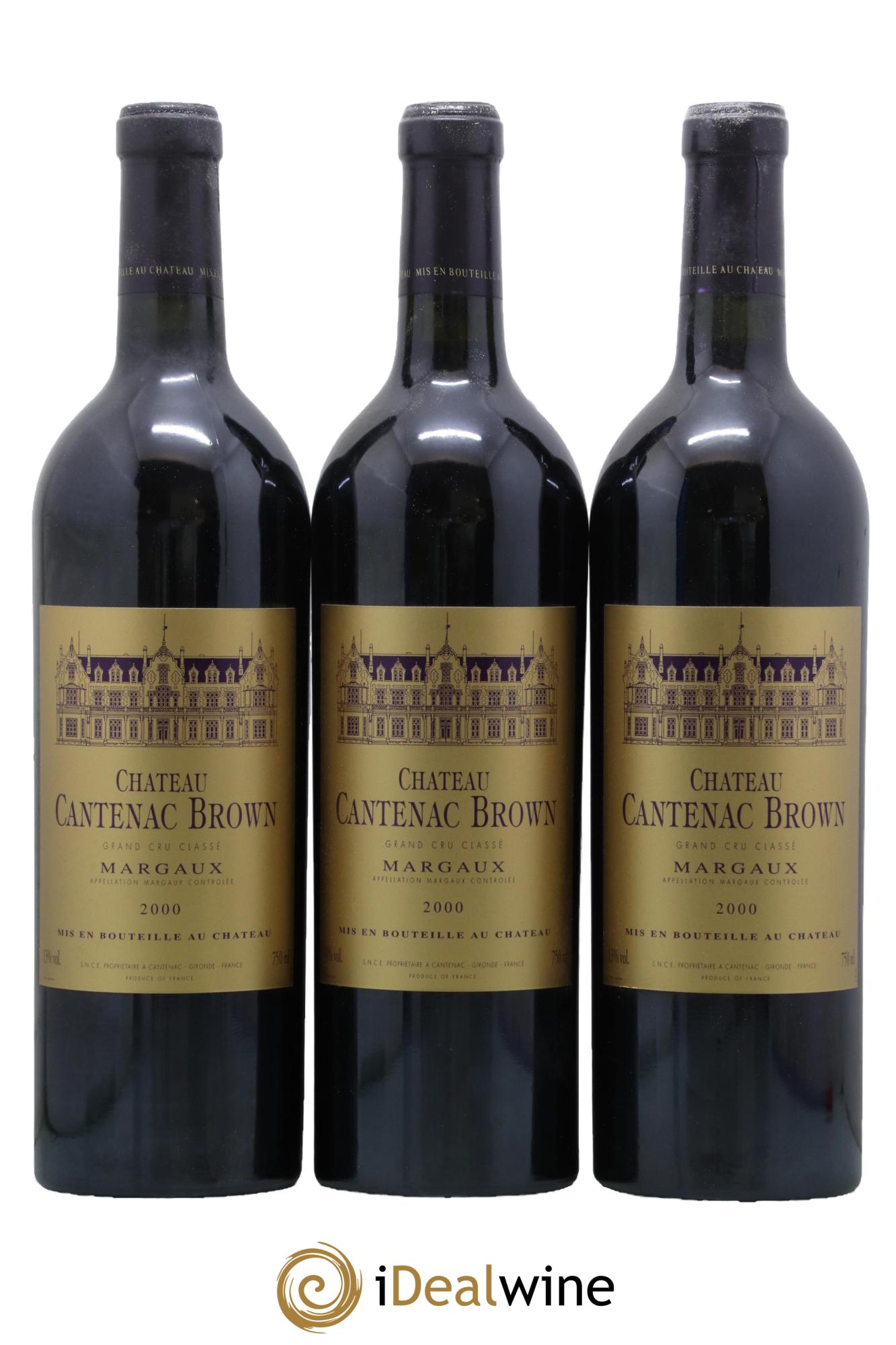 Château Cantenac Brown 3ème Grand Cru Classé 2000 - Lot de 3 bouteilles - 0