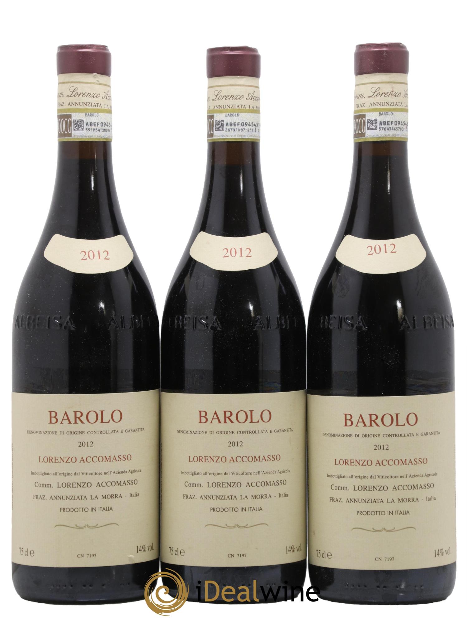 Barolo DOCG Lorenzo Accomasso 2012 - Lot of 3 bottles - 0