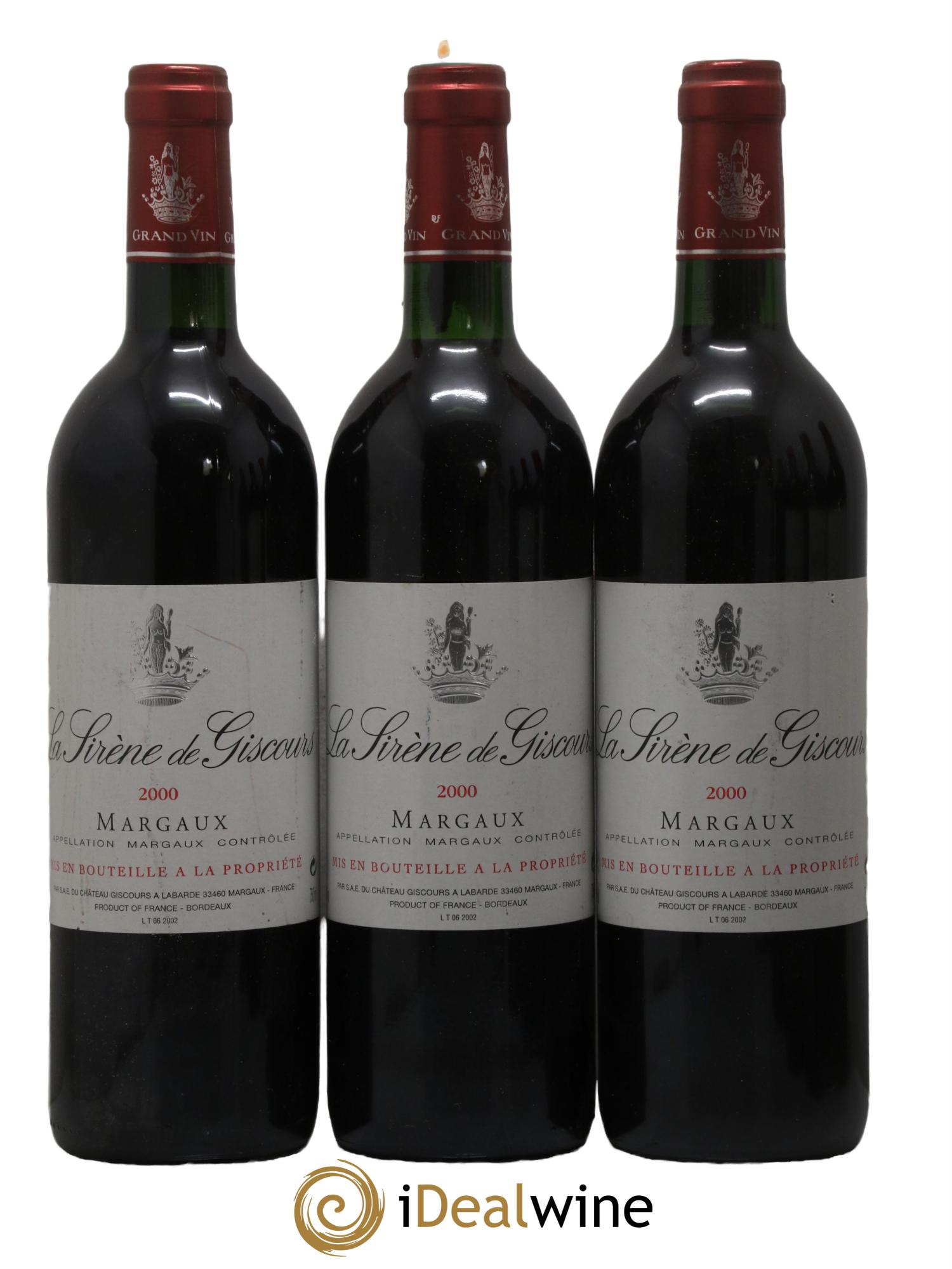 La Sirène de Giscours 2000 - Lot of 3 bottles - 0