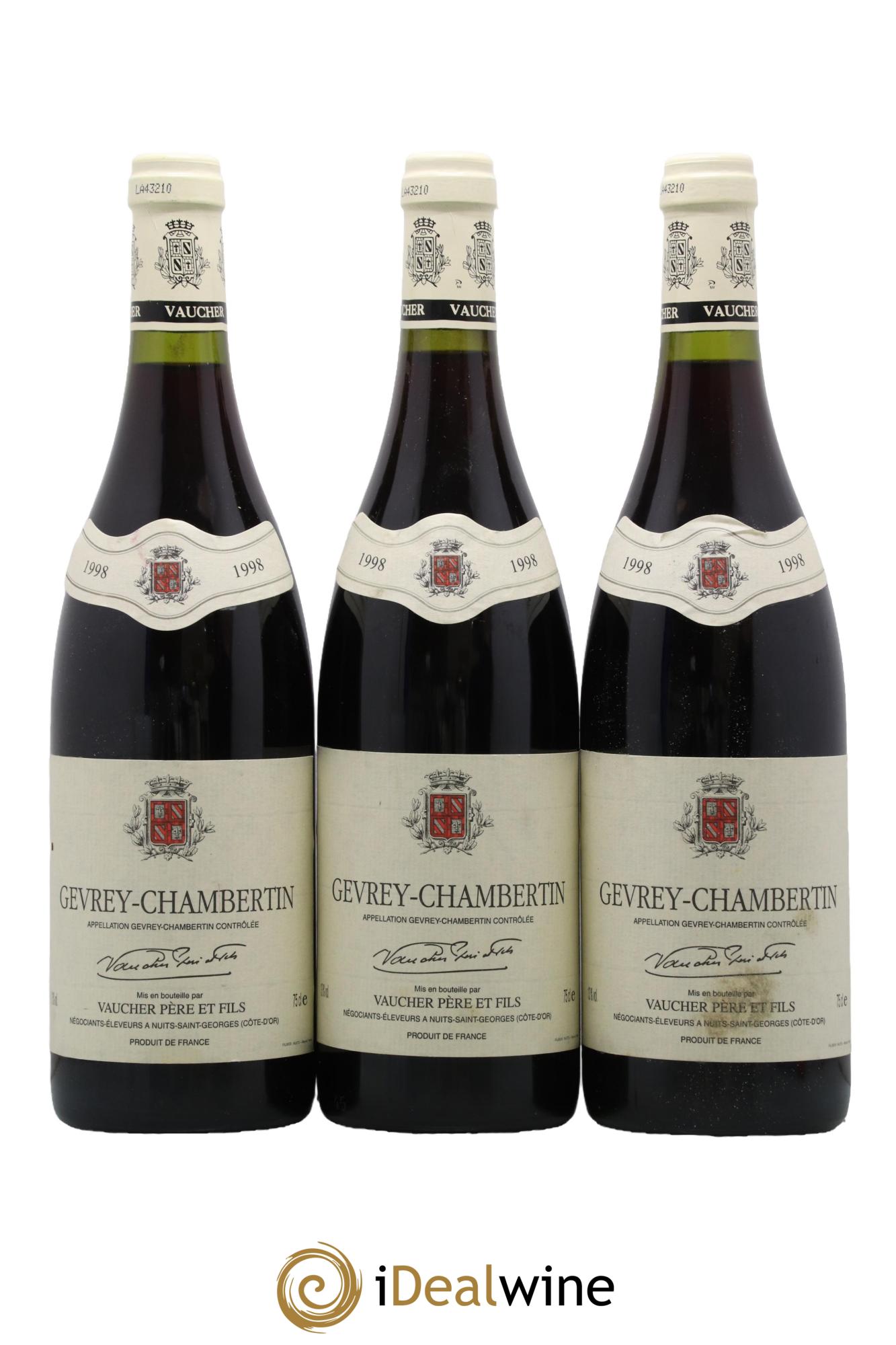 Gevrey-Chambertin Vaucher Père et Fils 1998 - Lot de 3 bouteilles - 0