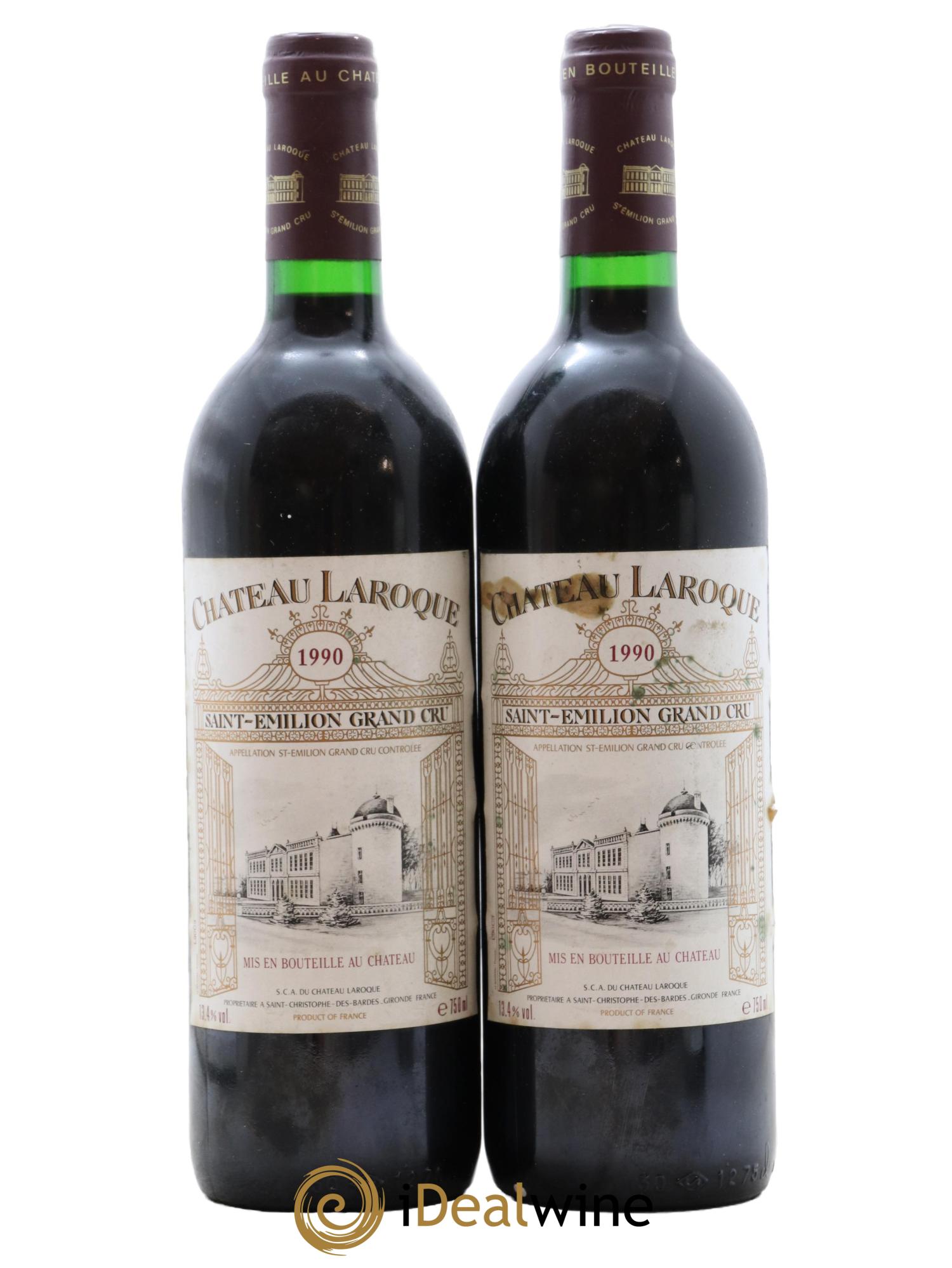 Château Laroque Grand Cru Classé 1990 - Lotto di 2 bottiglie - 0