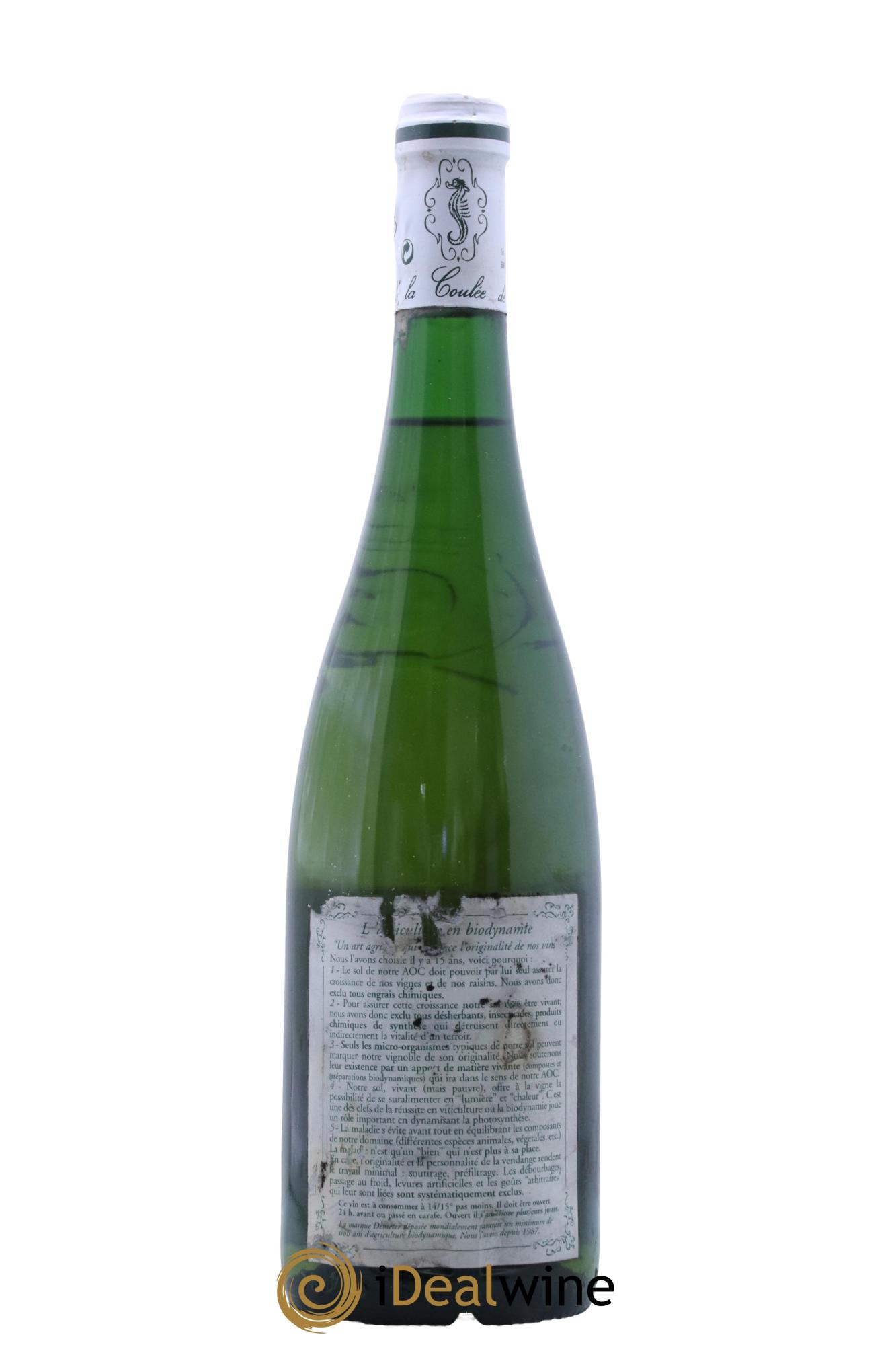 Savennières Clos de la Coulée de Serrant Vignobles de la Coulée de Serrant - Nicolas Joly  1996 - Lot de 1 bouteille - 1