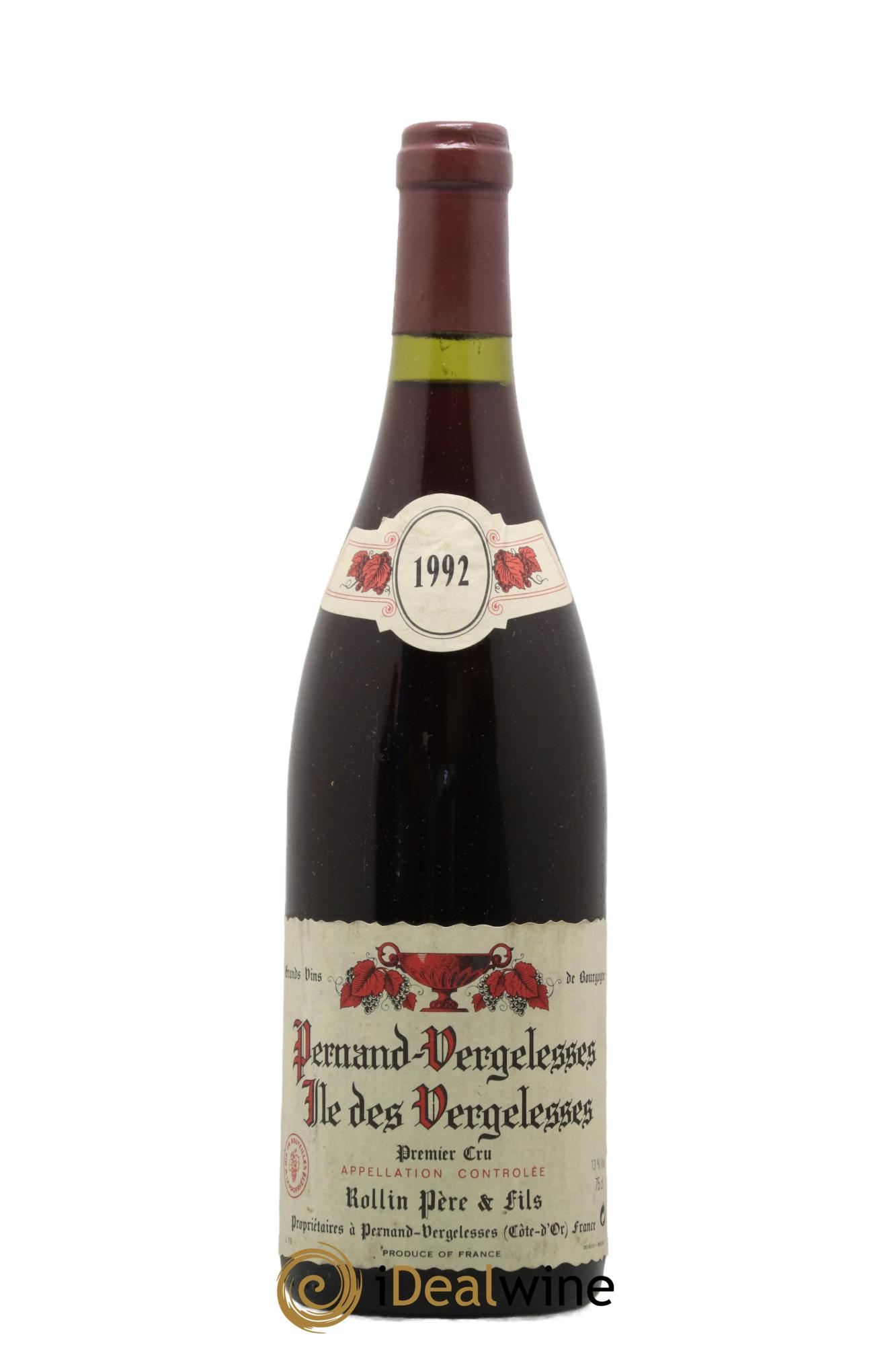 Pernand-Vergelesses 1er Cru Ile des Vergelesses Rollin Pere et Fils 1992 - Lot de 1 bouteille - 0