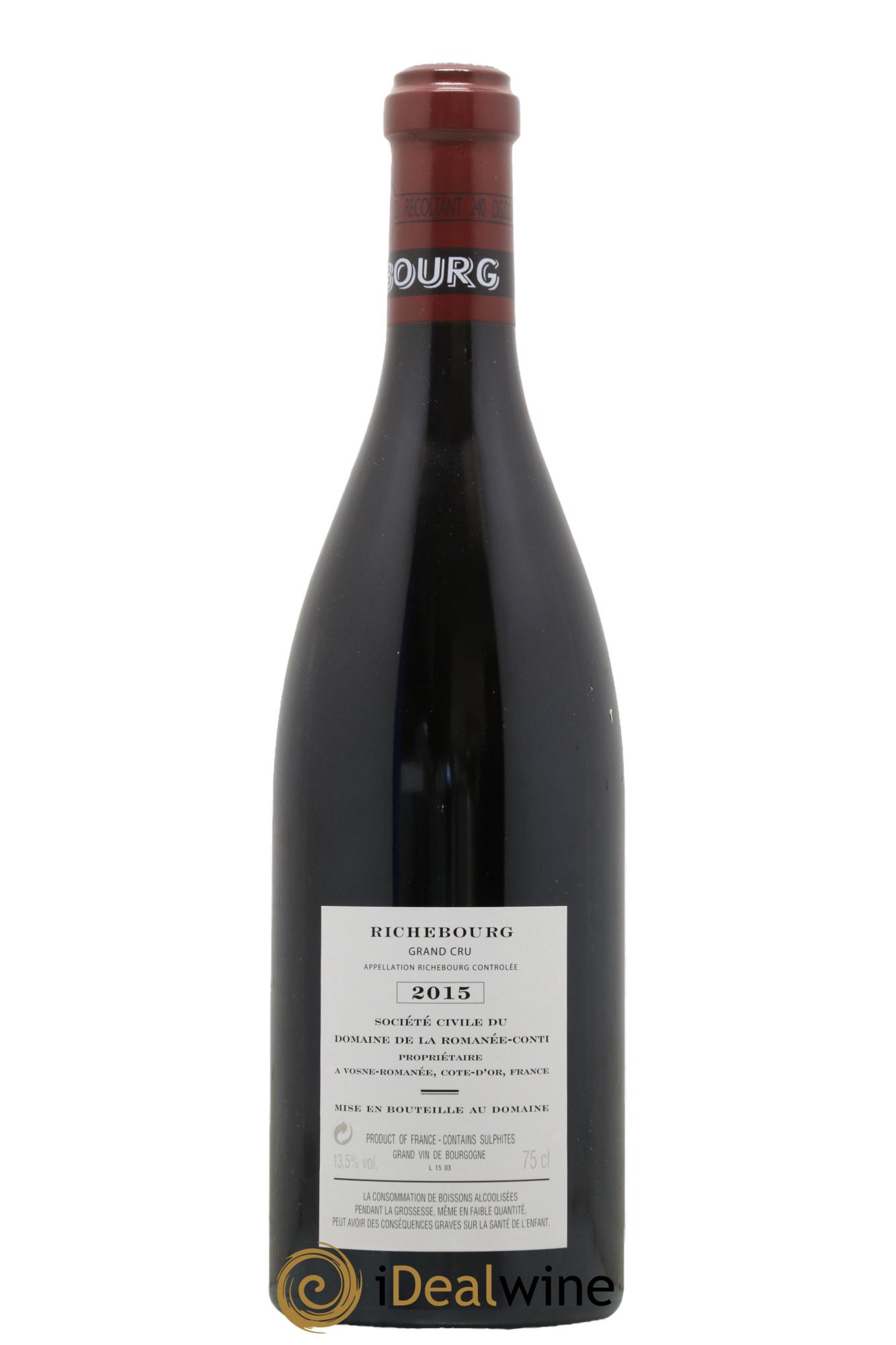 Richebourg Grand Cru Domaine de la Romanée-Conti 2015 - Lot de 1 bouteille - 1