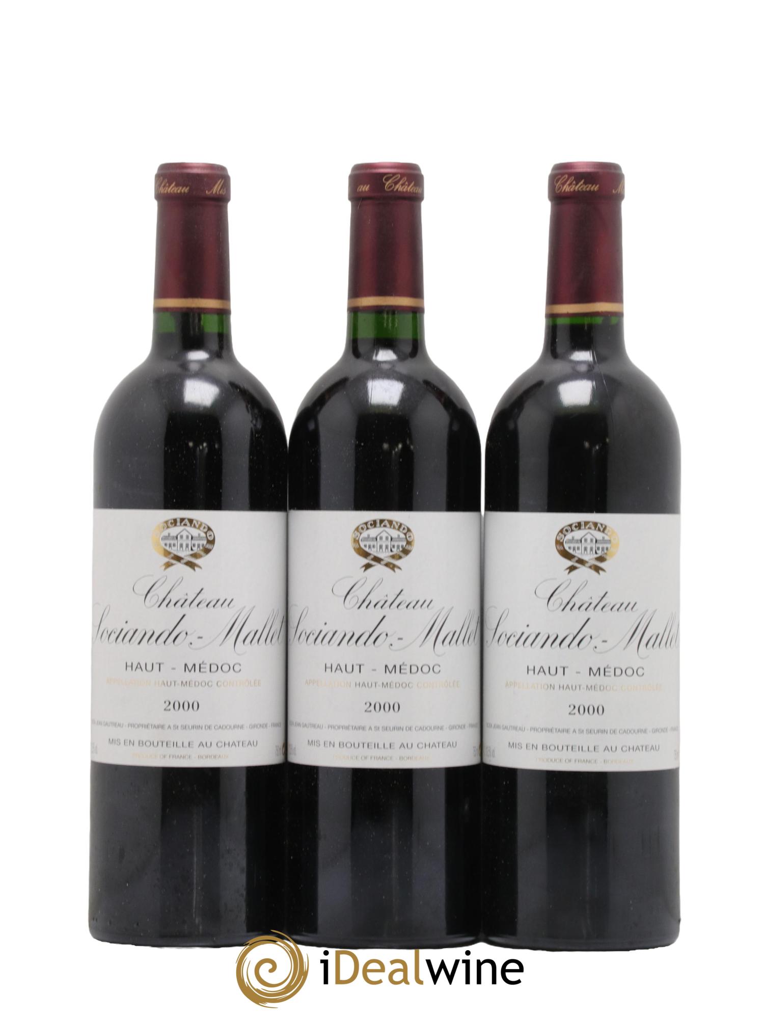 Château Sociando Mallet  2000 - Lot of 12 bottles - 1