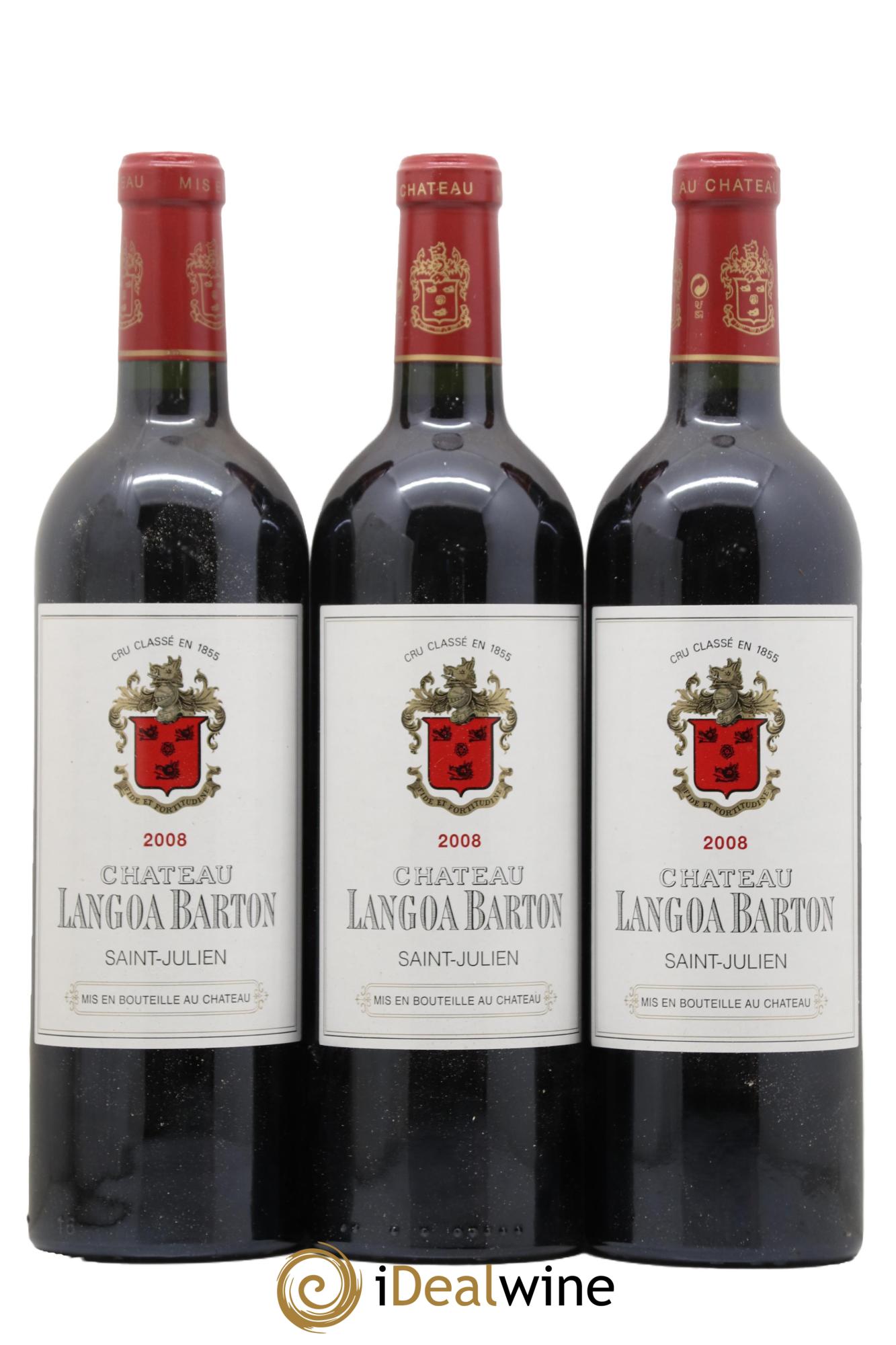 Château Langoa Barton 3ème Grand Cru Classé 2008 - Lot of 3 bottles - 0