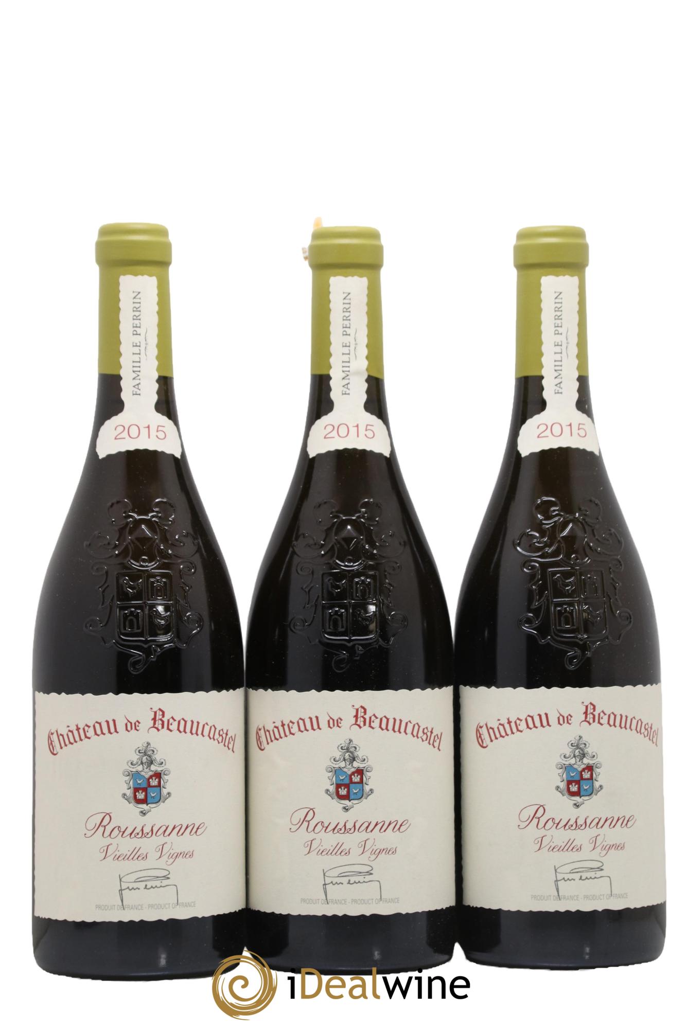 Châteauneuf-du-Pape Château de Château de Beaucastel Vieilles vignes Roussanne Famille Perrin 2015 - Lot de 3 bouteilles - 0